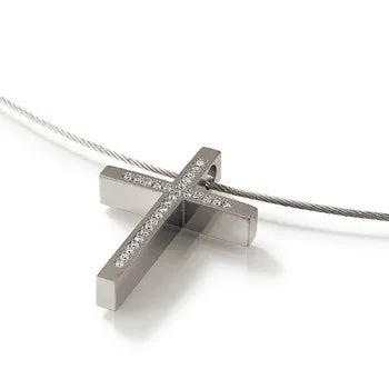 0714-03 Boccia Titanium Cross Pendant  (choose chain separately)