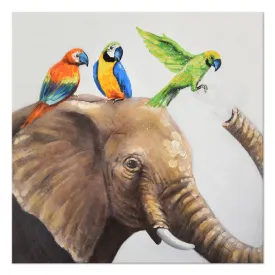 100% handmade Birds on elephant 40x40 Inch (100x100cm)