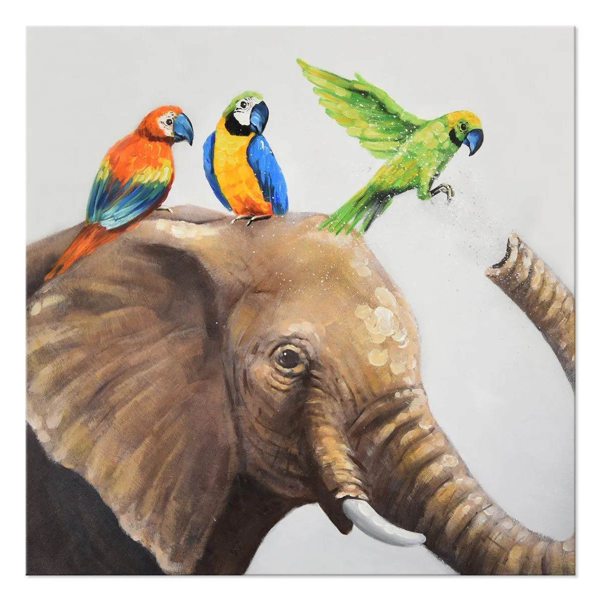 100% handmade Birds on elephant 40x40 Inch (100x100cm)