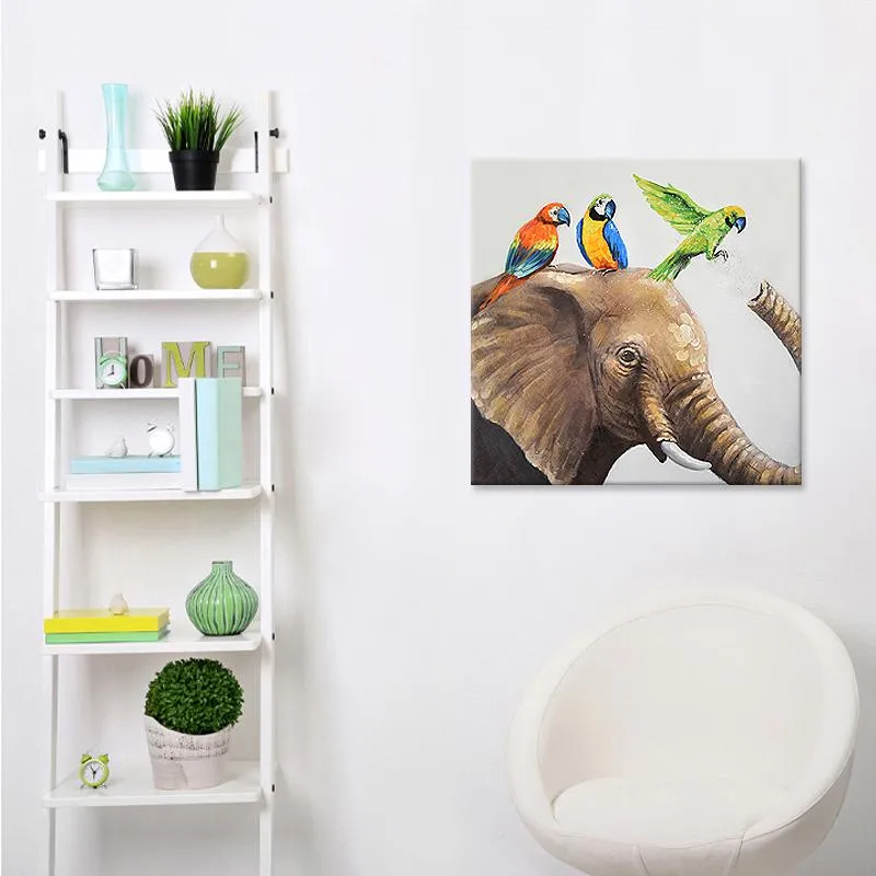 100% handmade Birds on elephant 40x40 Inch (100x100cm)