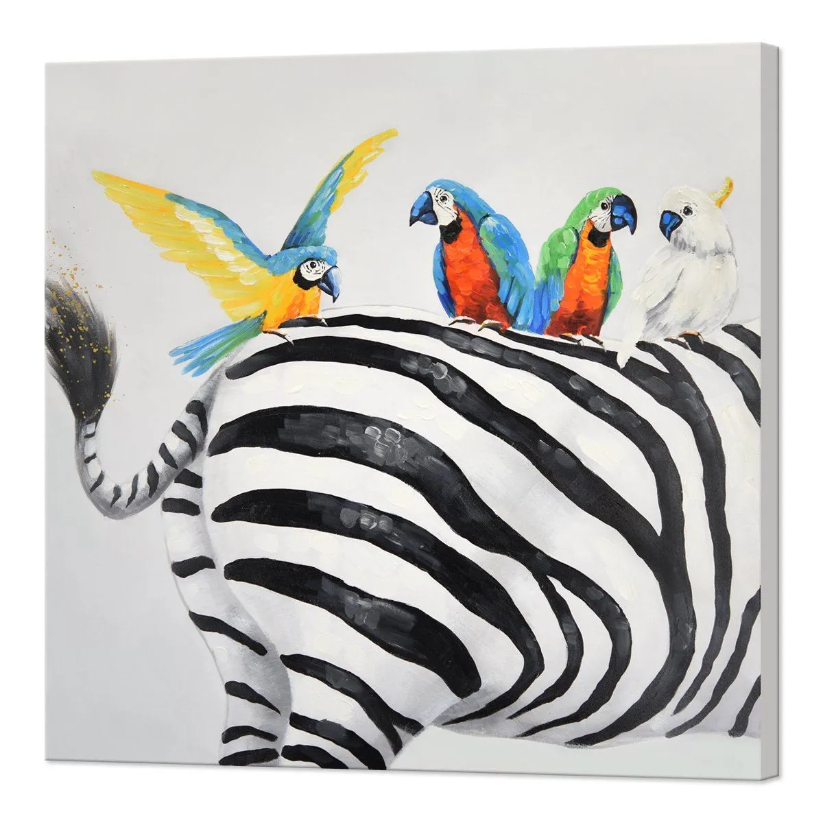 100% handmade Birds on zebra 40x40 Inch (100x100cm)