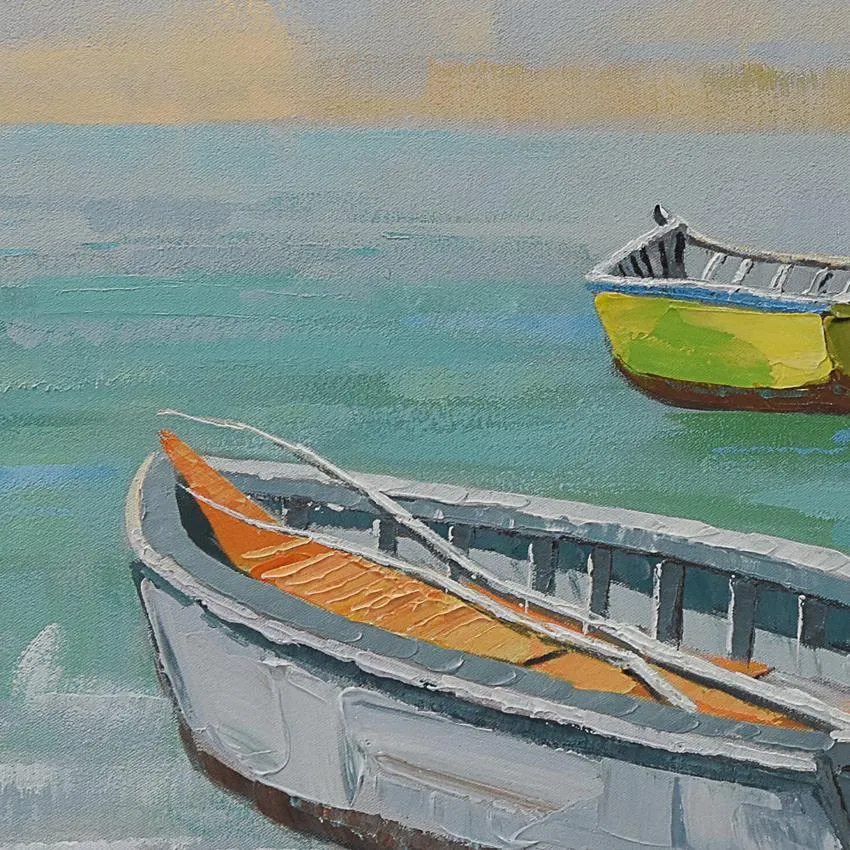 100% handmade Boats on the tropic island 40x40 Inch (100x100cm)