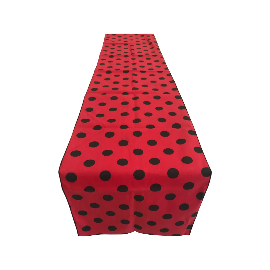 12" Wide x 120" Long, Polka Dot Print Broadcloth Poly Cotton Table Runner