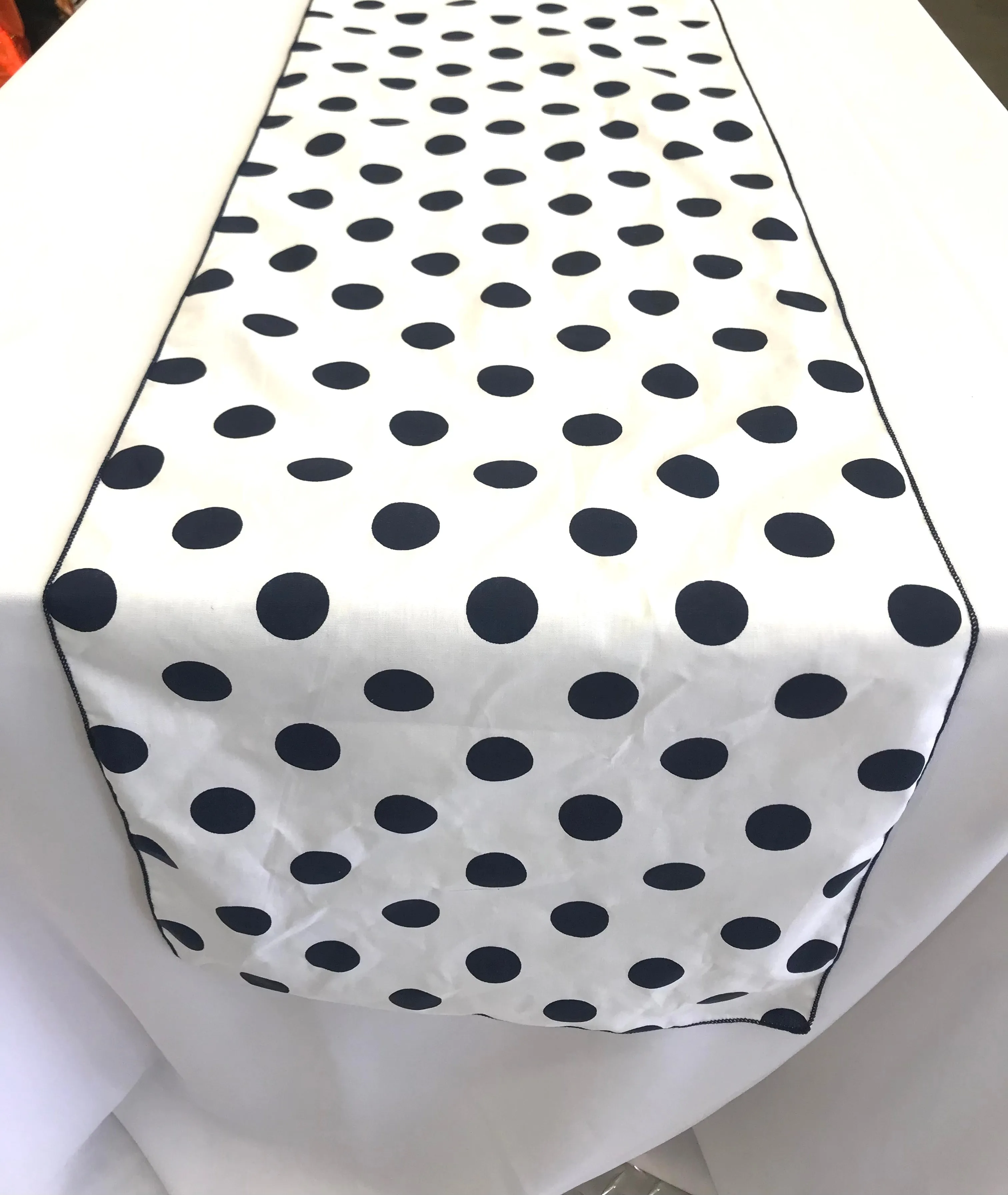 12" Wide x 72" Long, Polka Dot Print Broadcloth Poly Cotton Table Runner