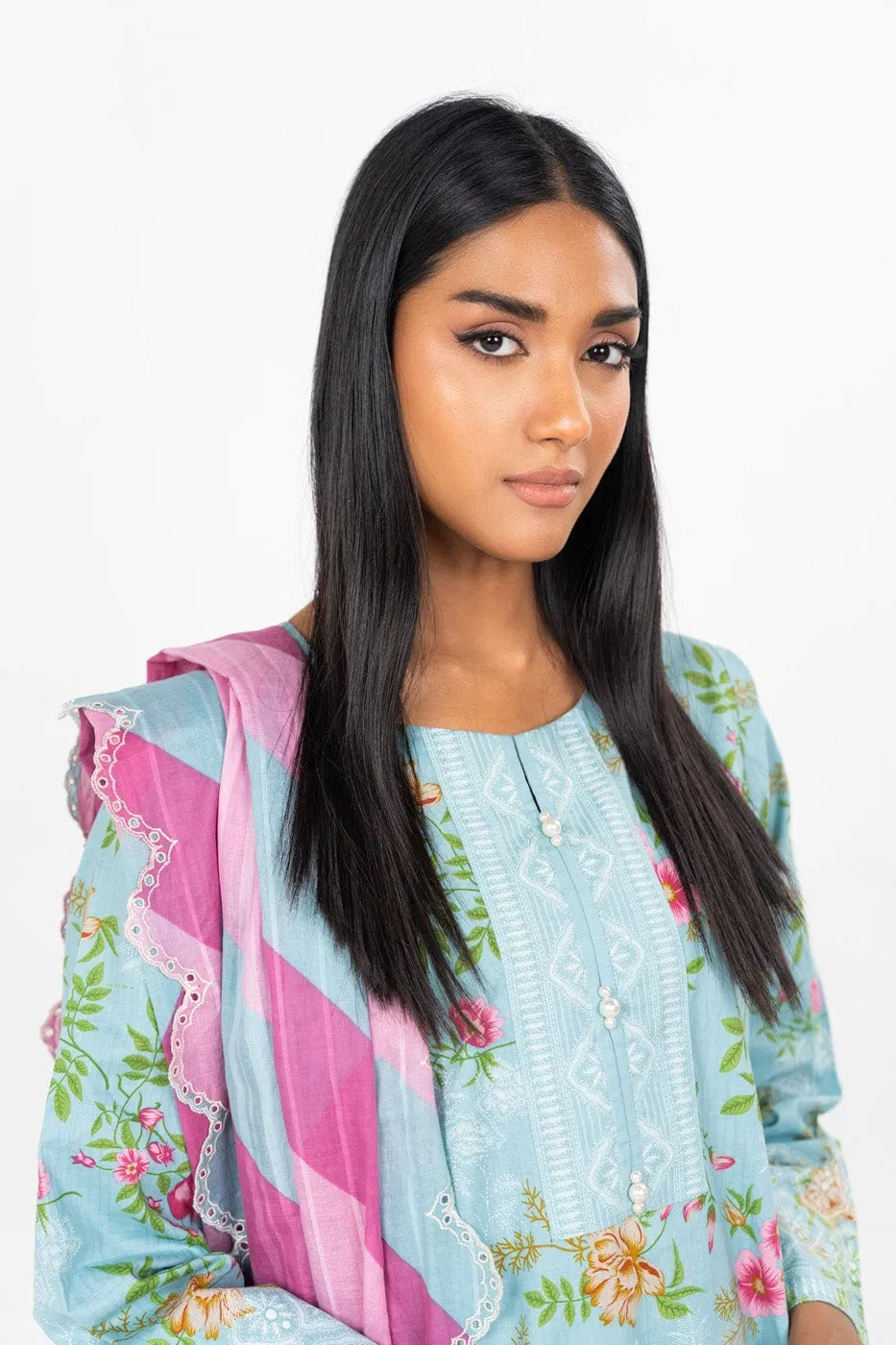 3 Pc Embroidered Cambric Outfit