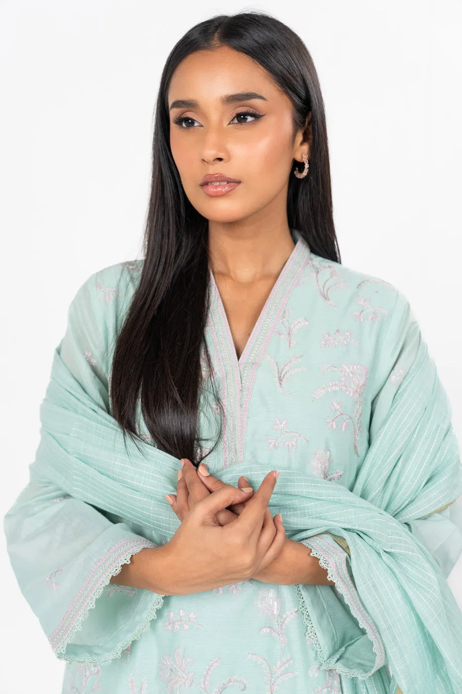 3 Pc Embroidered Cambric Outfit