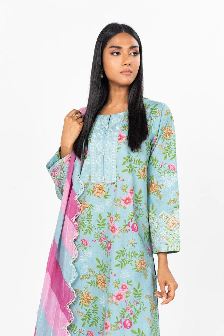3 Pc Embroidered Cambric Outfit