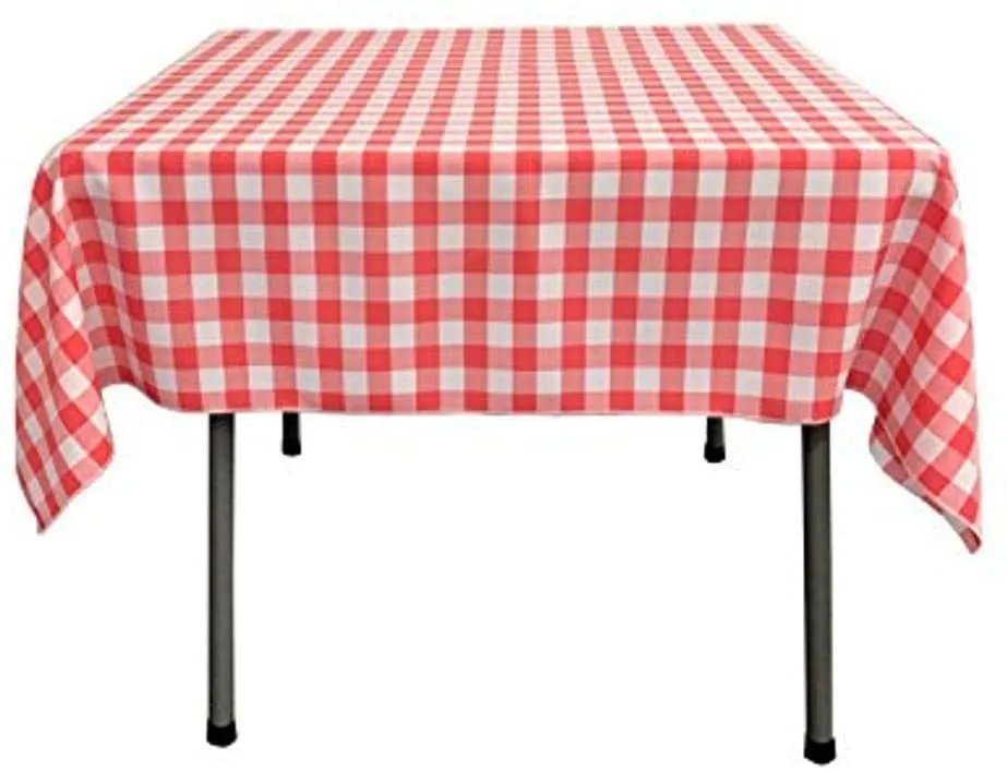 48" x 48" Square Tablecloth for 36" Square Small Coffee Table with 6" Drop, Polyester Checkered Gingham Plaid Table Overlay