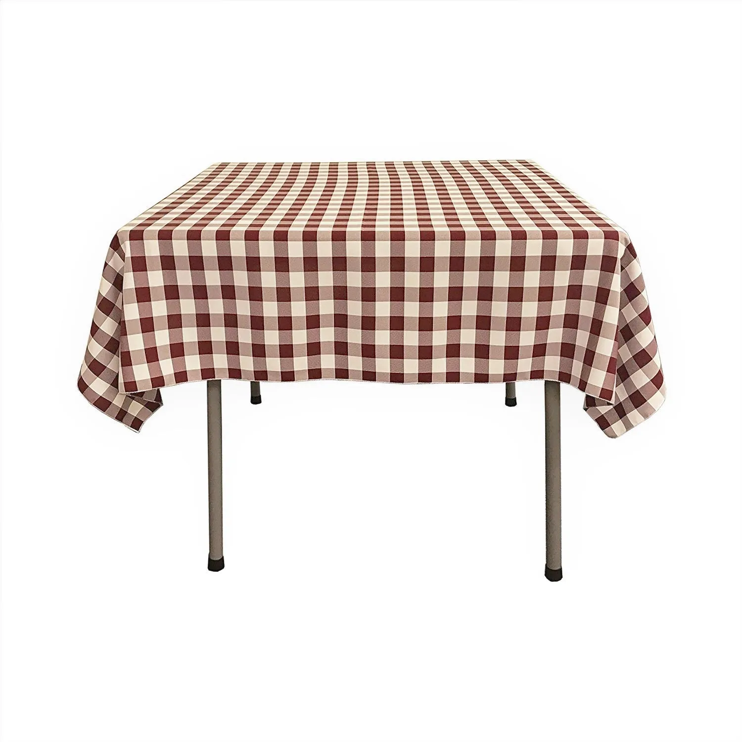 48" x 48" Square Tablecloth for 36" Square Small Coffee Table with 6" Drop, Polyester Checkered Gingham Plaid Table Overlay
