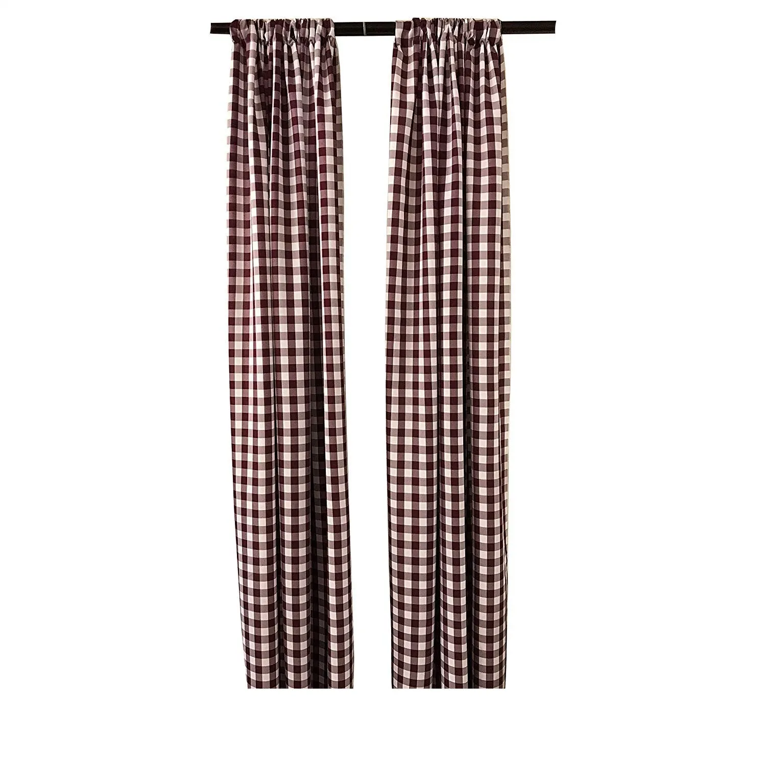 5 Feet Wide x 10 Feet High, Buffalo Checkered Country Plaid Gingham Checkered Backdrop Drapes Curtains Panels, 1 Pair