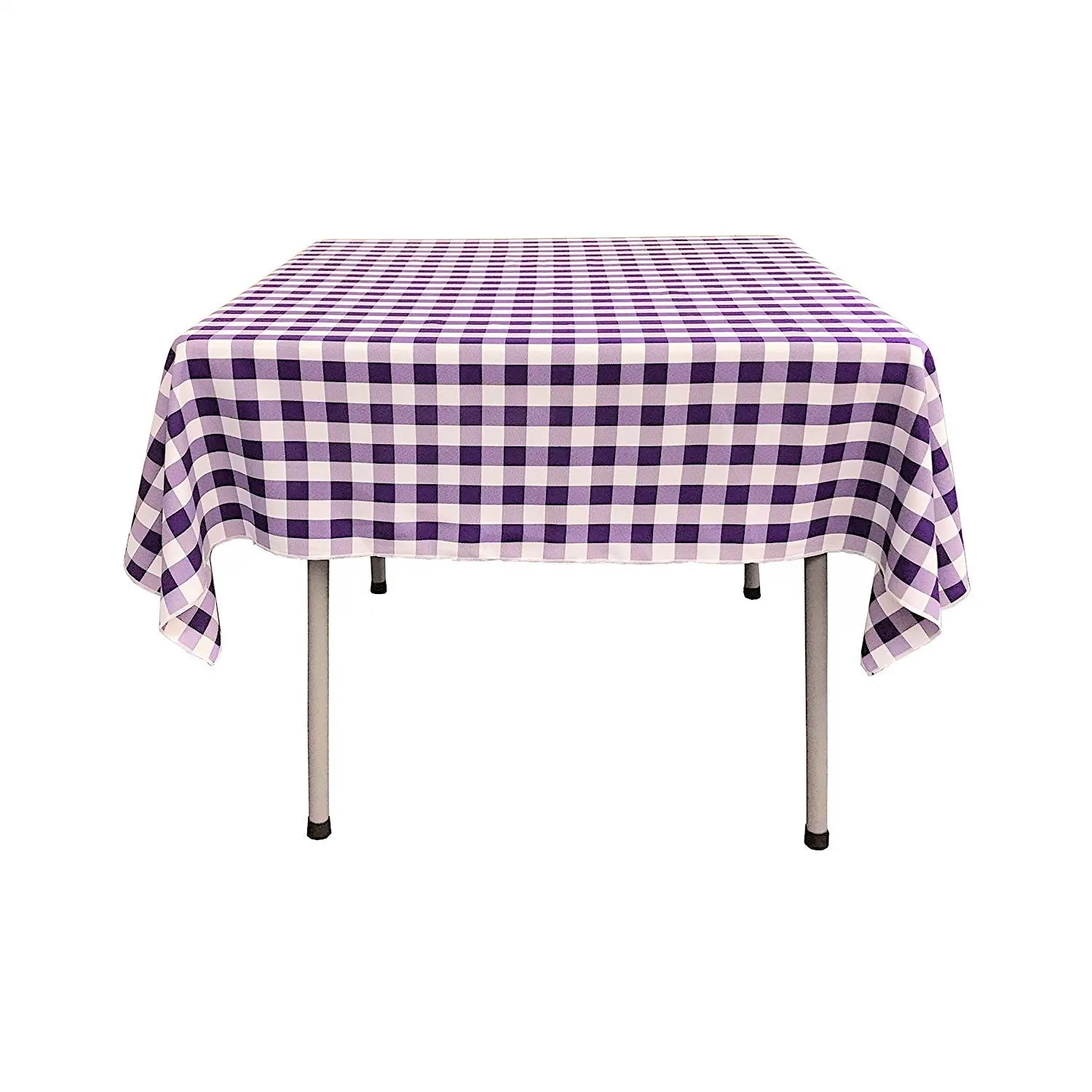 54" x 54" Square Tablecloth for 42" Square Small Coffee Table with 6" Drop, Polyester Checkered Gingham Plaid Table Overlay