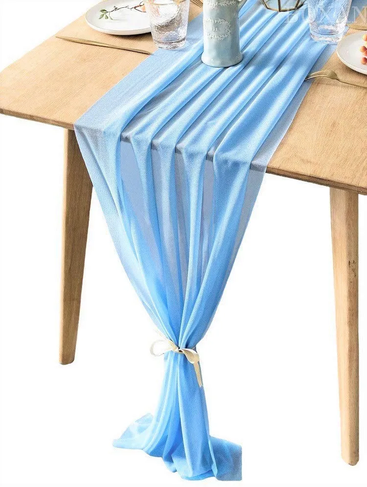 58" Wide Extra Long, Chiffon Wedding Table Runner