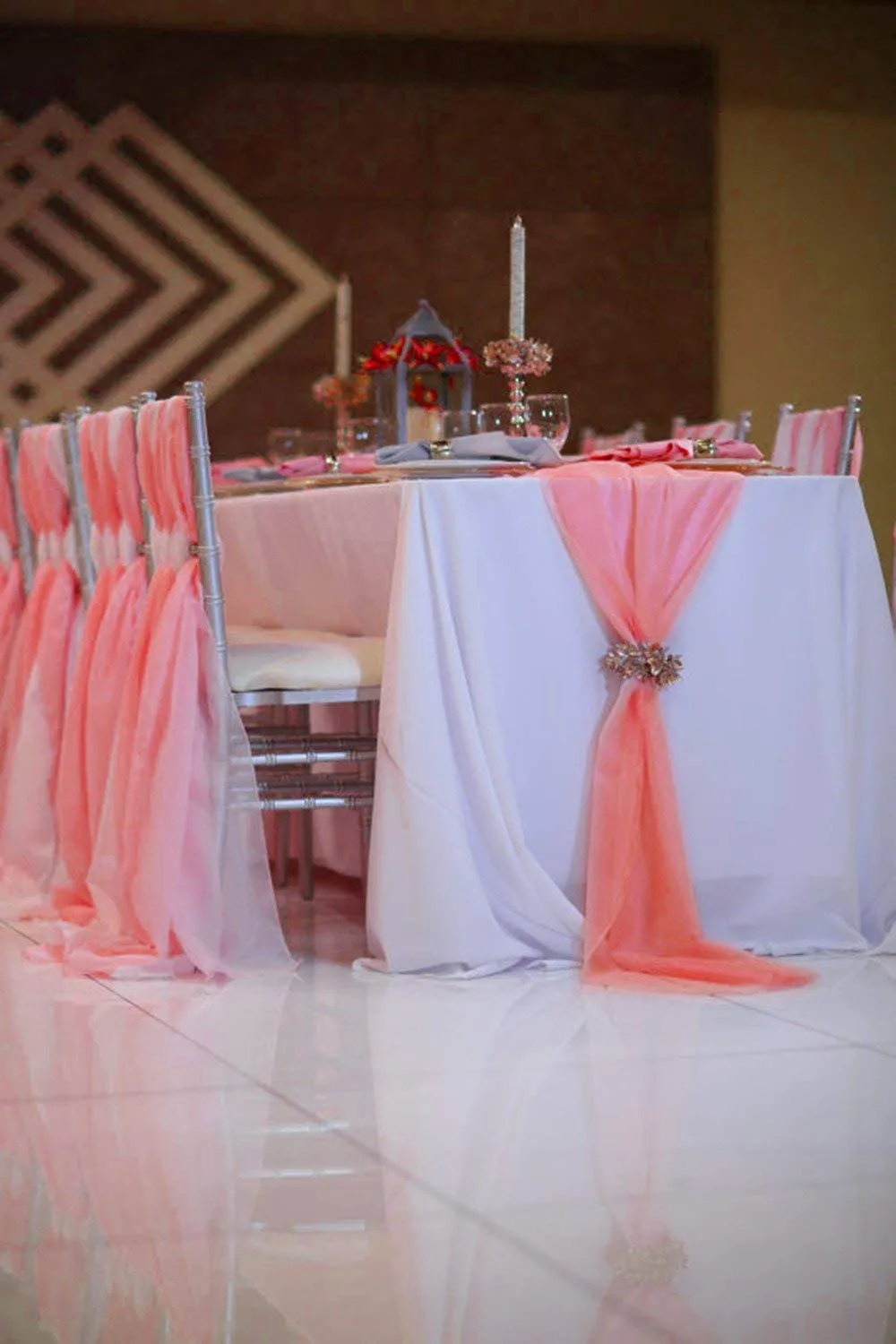 58" Wide Extra Long, Chiffon Wedding Table Runner