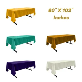 60" X 102" Rectangular Polyester Poplin Tablecloth