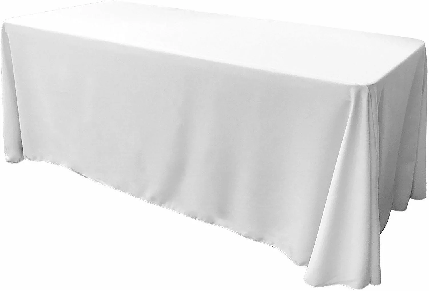 90" Wide by 108" Long Rectangular Polyester Poplin Seamless Tablecloth - Rounded Corners