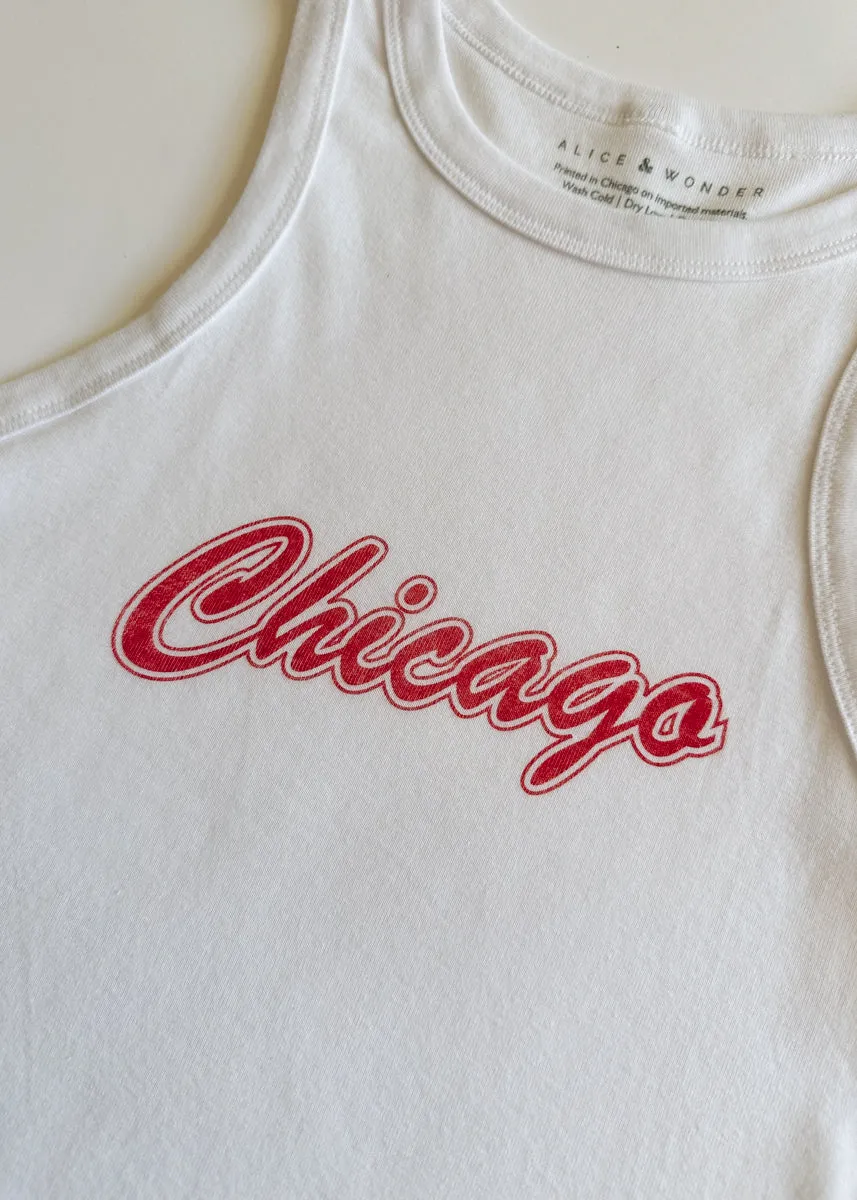 90's Chicago Micro-Rib Racer Tank - White