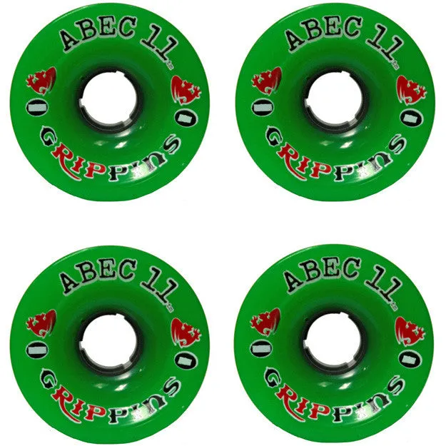 Abec 11 Grippins - Green - 70mm 75a - Skateboard Wheels (Set of 4)