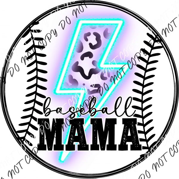 Baseball Mama with Lightning Bolt DTF Transfer