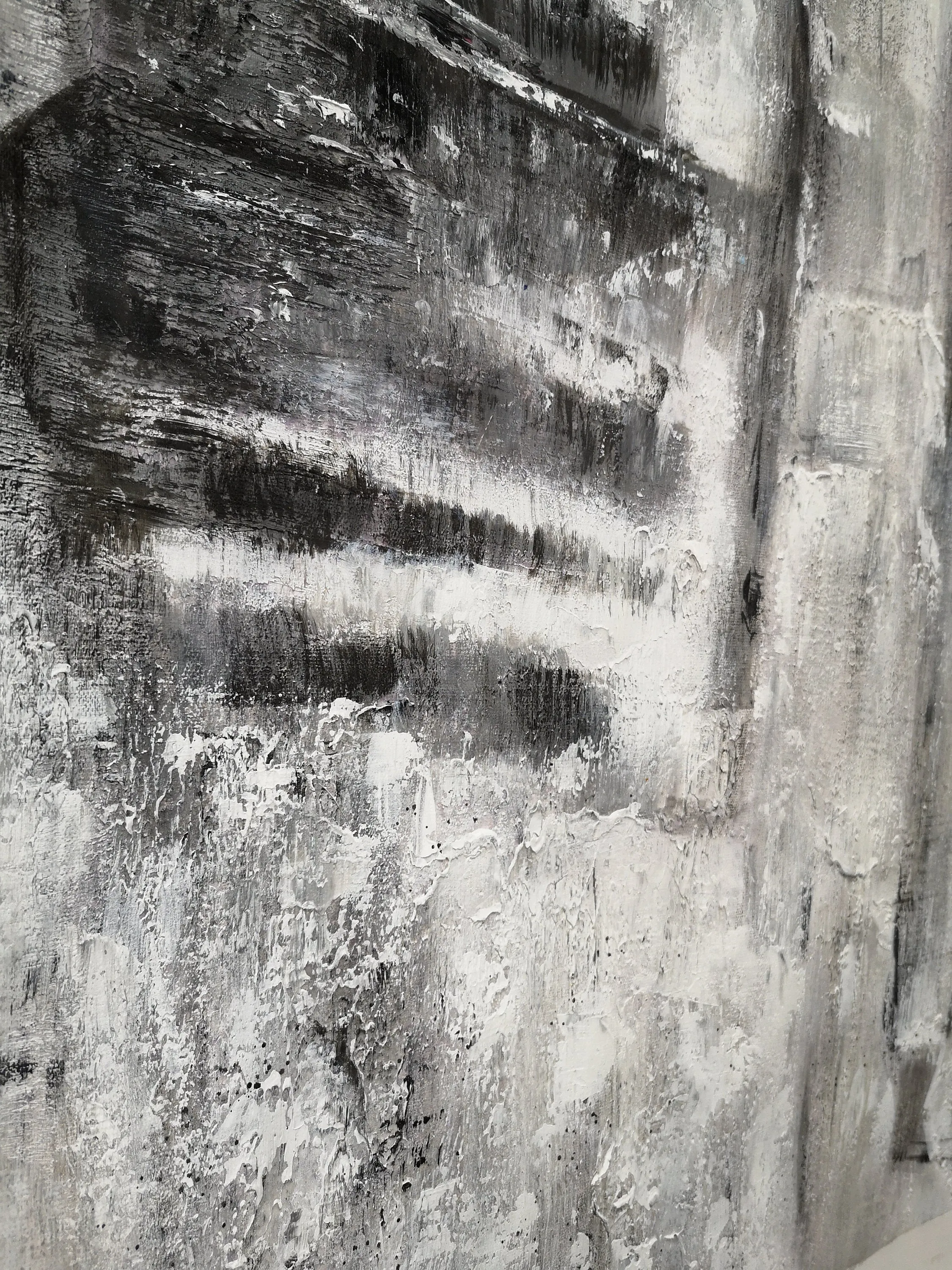 Black and White Painting on Canvas Grey Minimalist Painting Op007