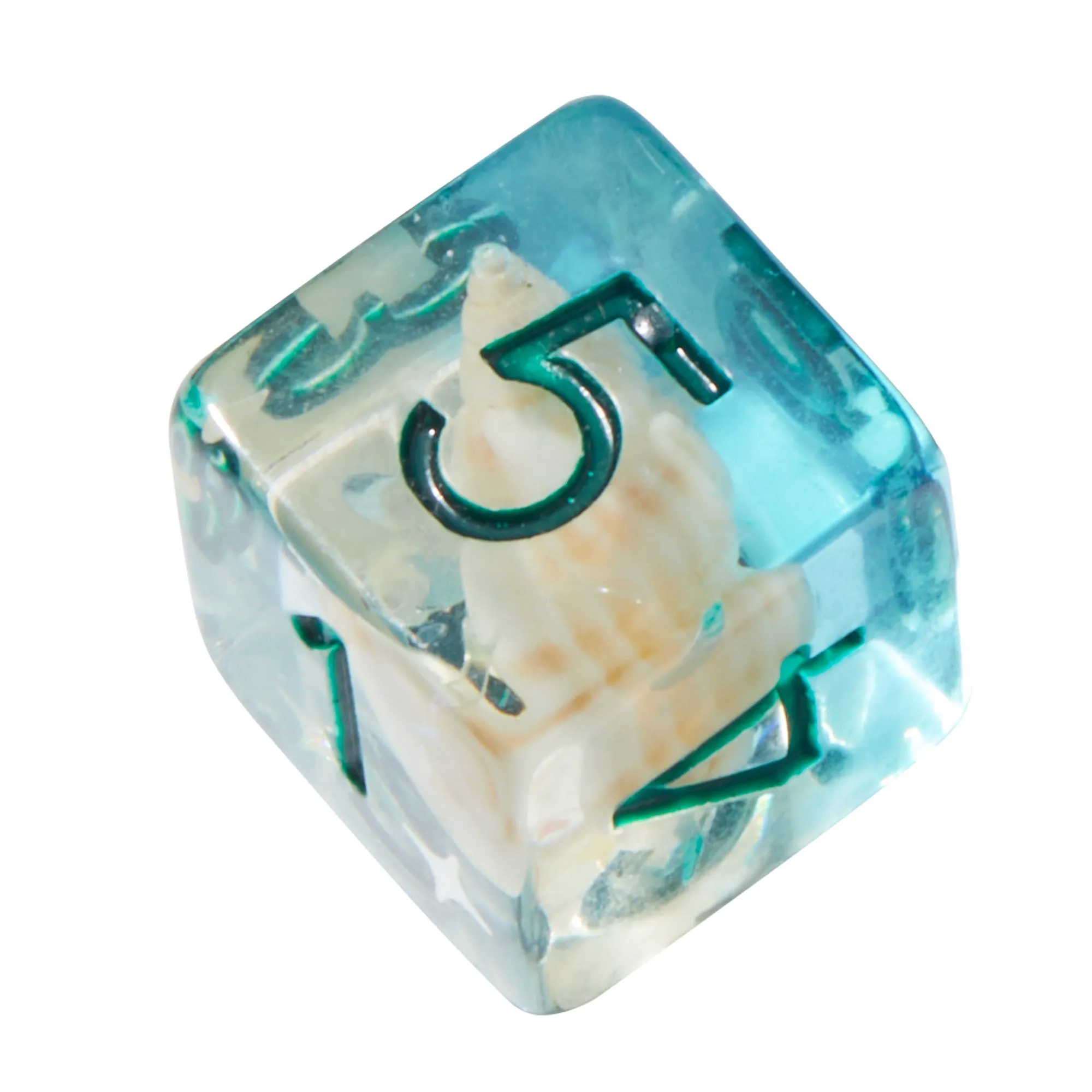 Blue Conch Shell Resin 7pc Dice Set