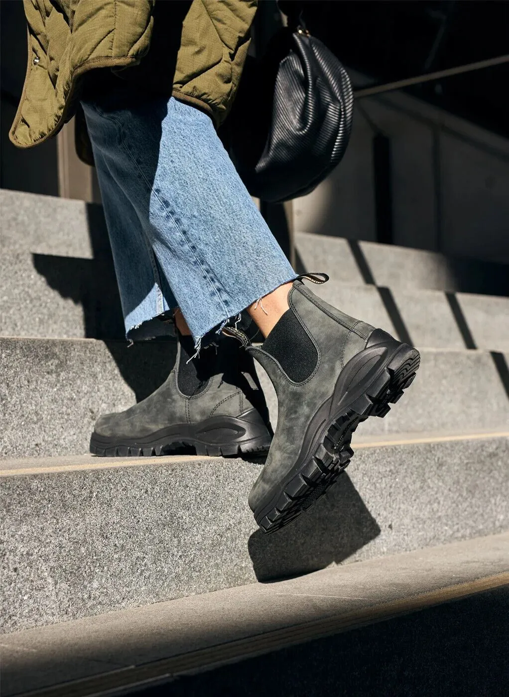Blundstone 2238 Rustic Black Slip On Lug Sole Chelsea Boots