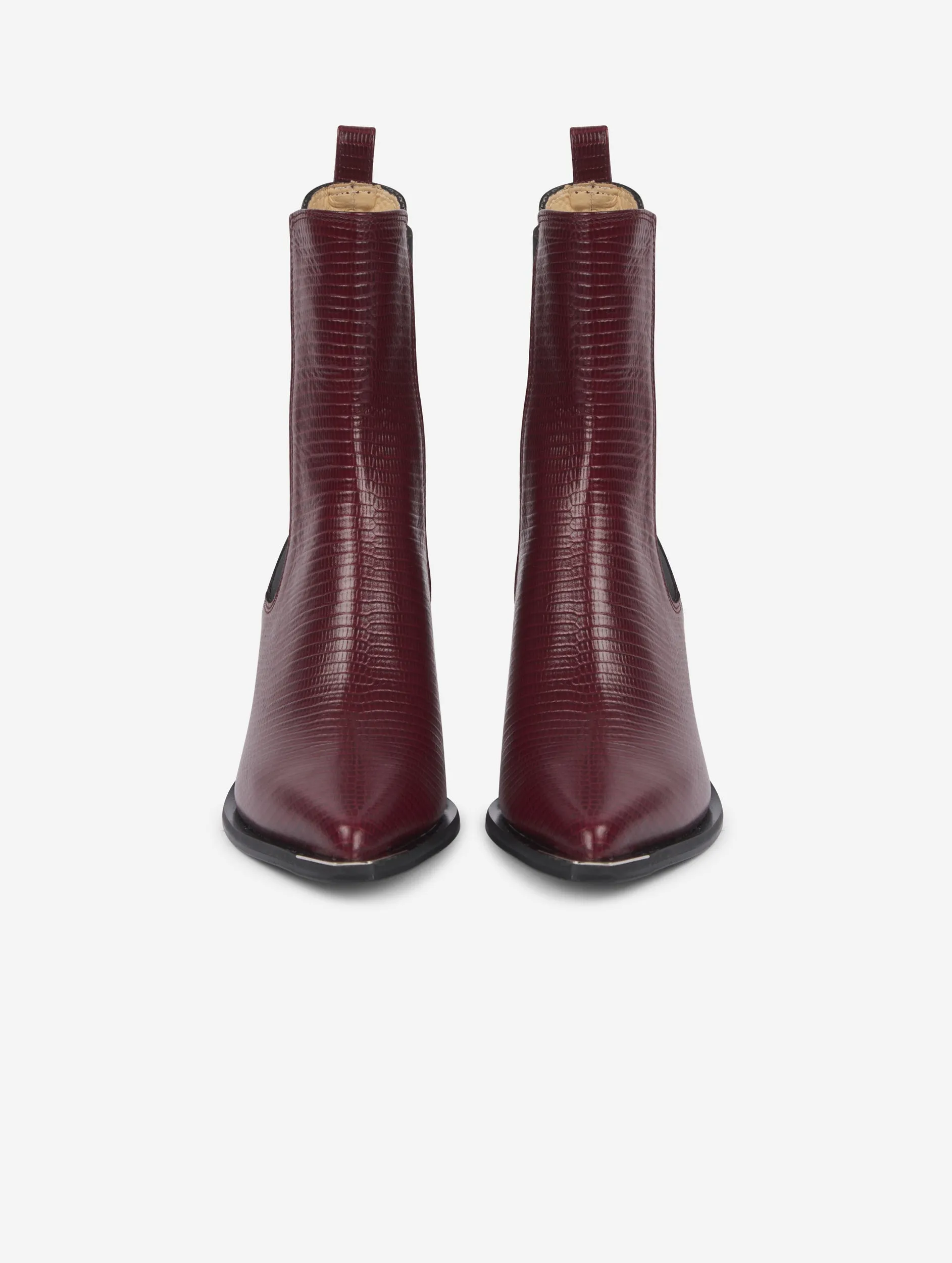 boots élastiquées en lézard bordeaux