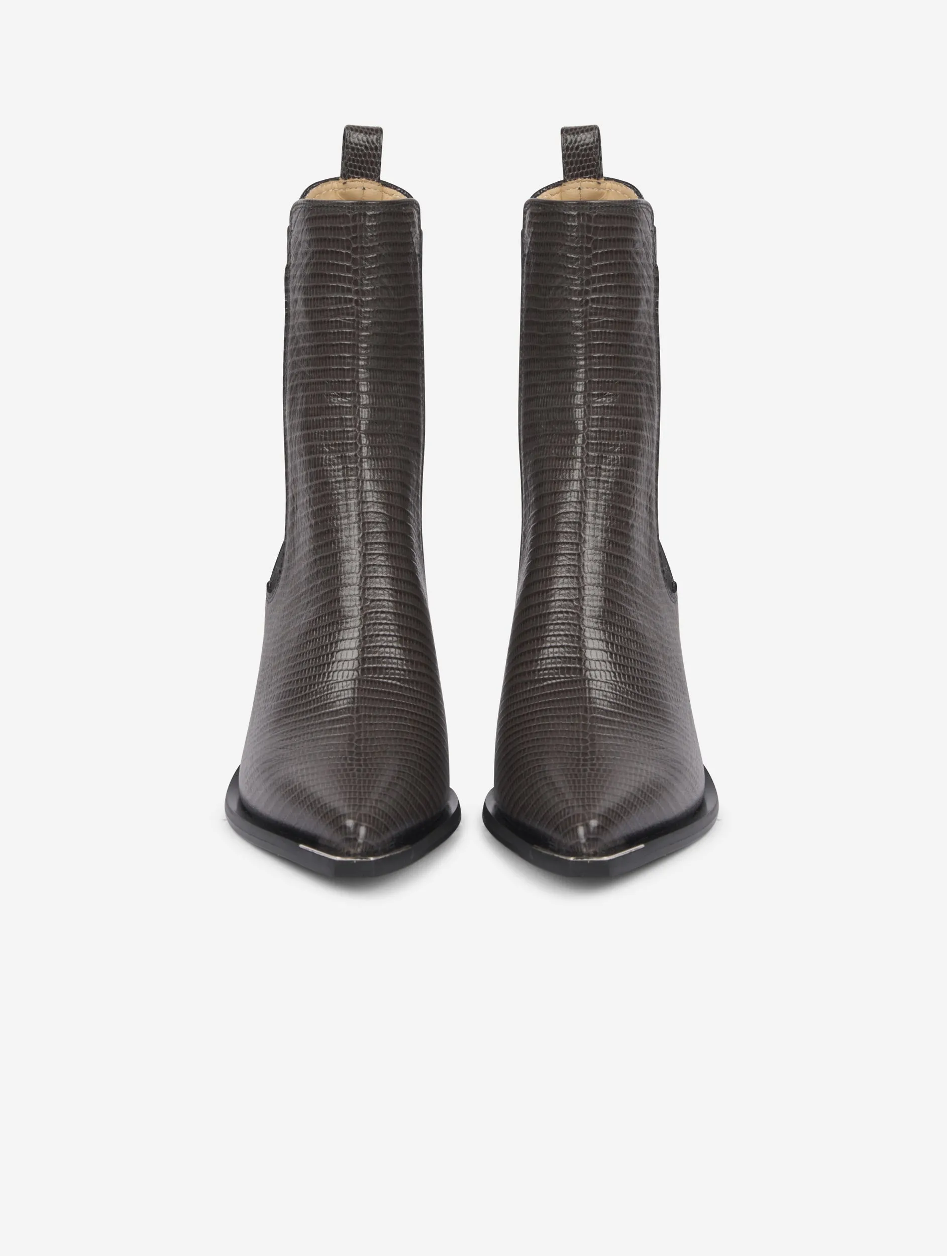 boots élastiquées en lézard gris