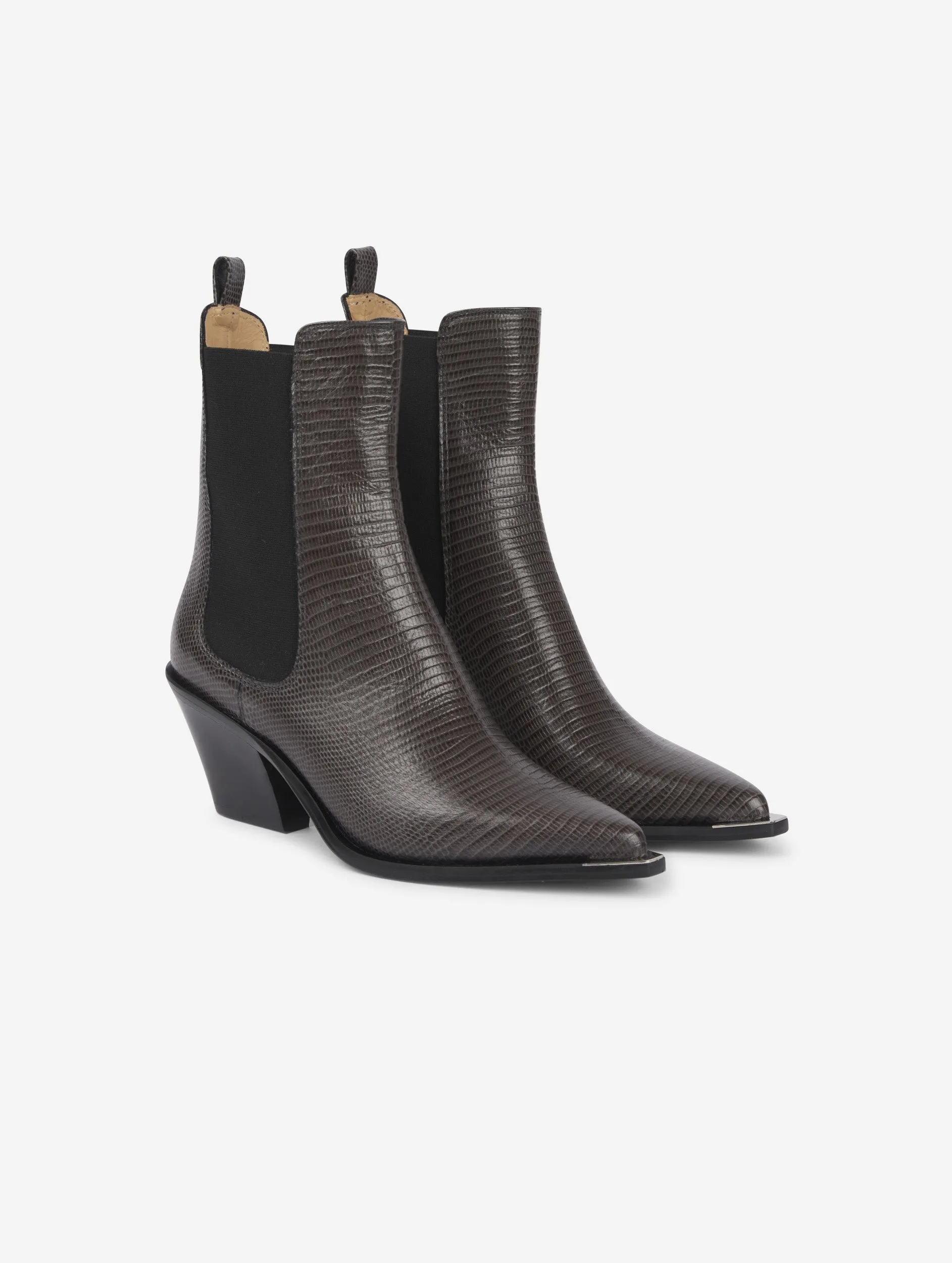 boots élastiquées en lézard gris