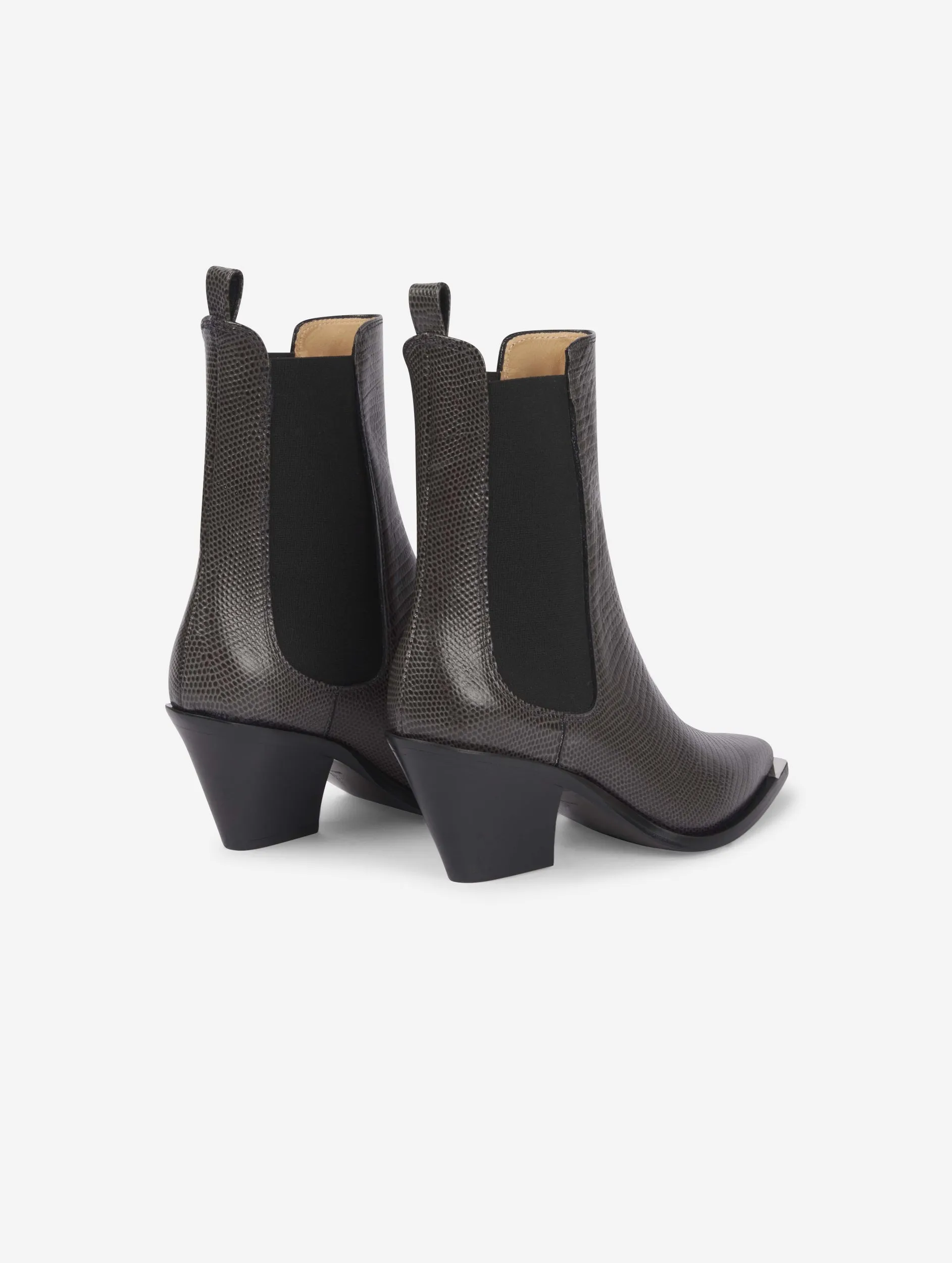 boots élastiquées en lézard gris