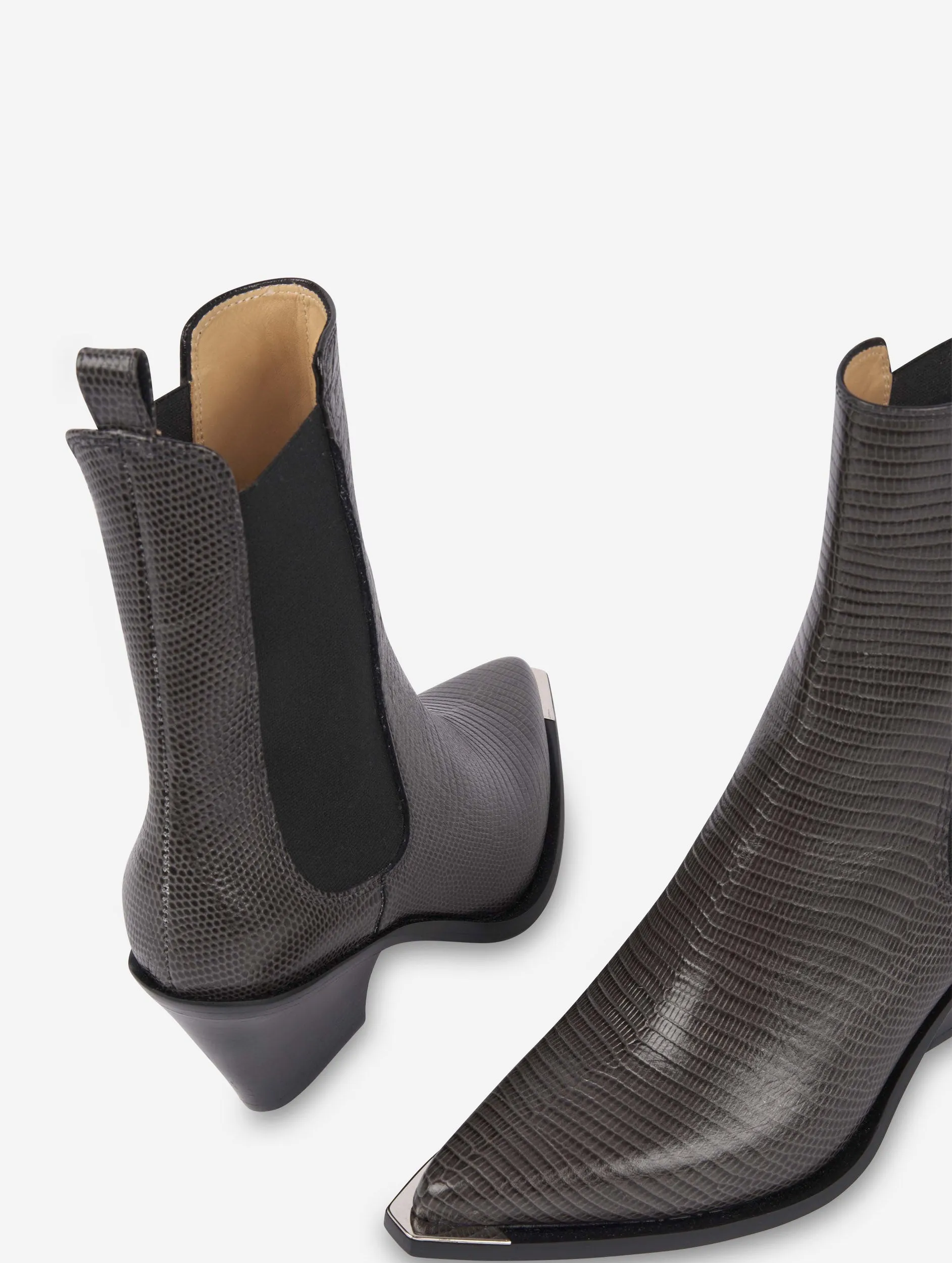 boots élastiquées en lézard gris