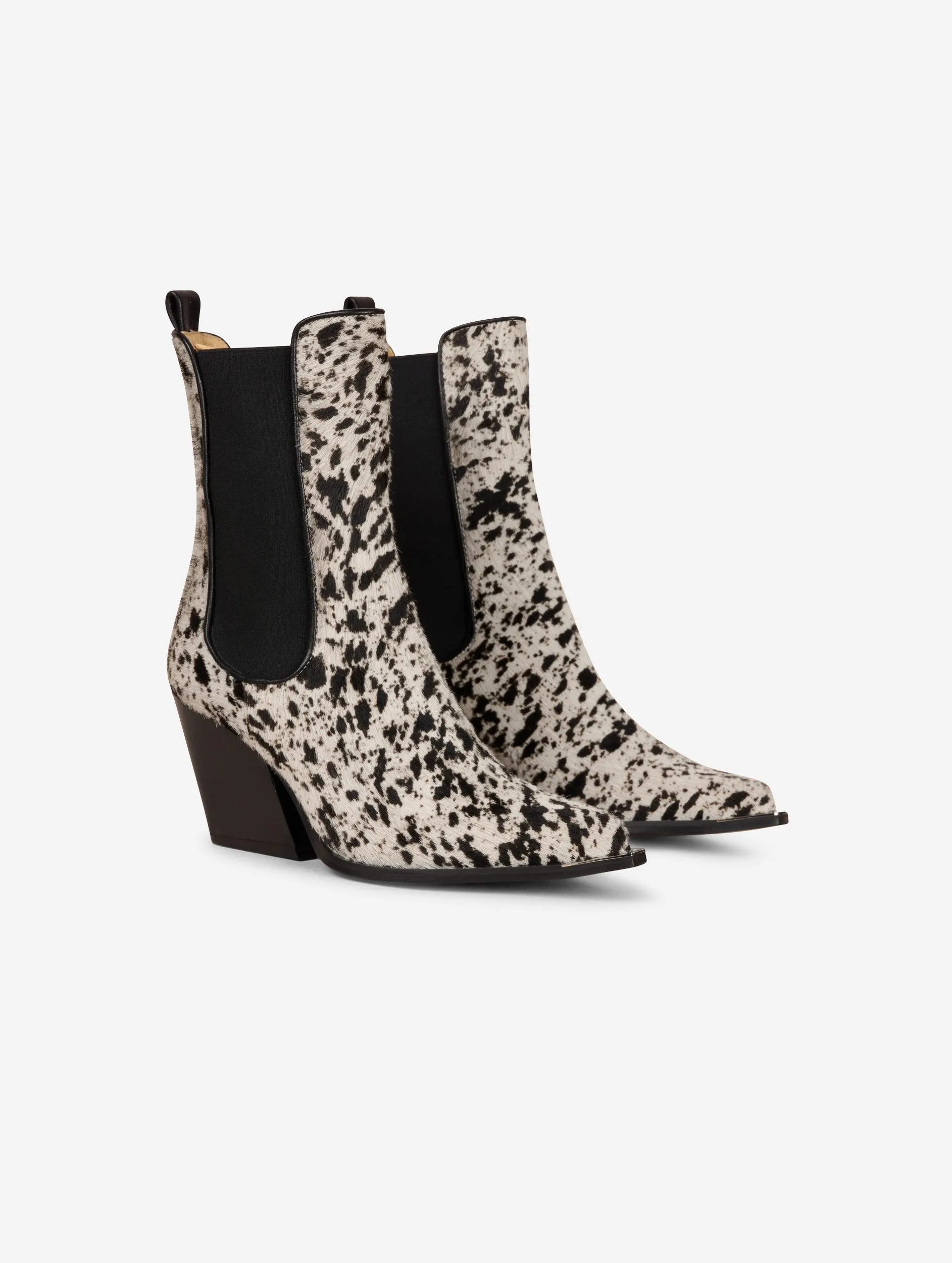 Boots élastiqués en cuir façon poulain imprimé