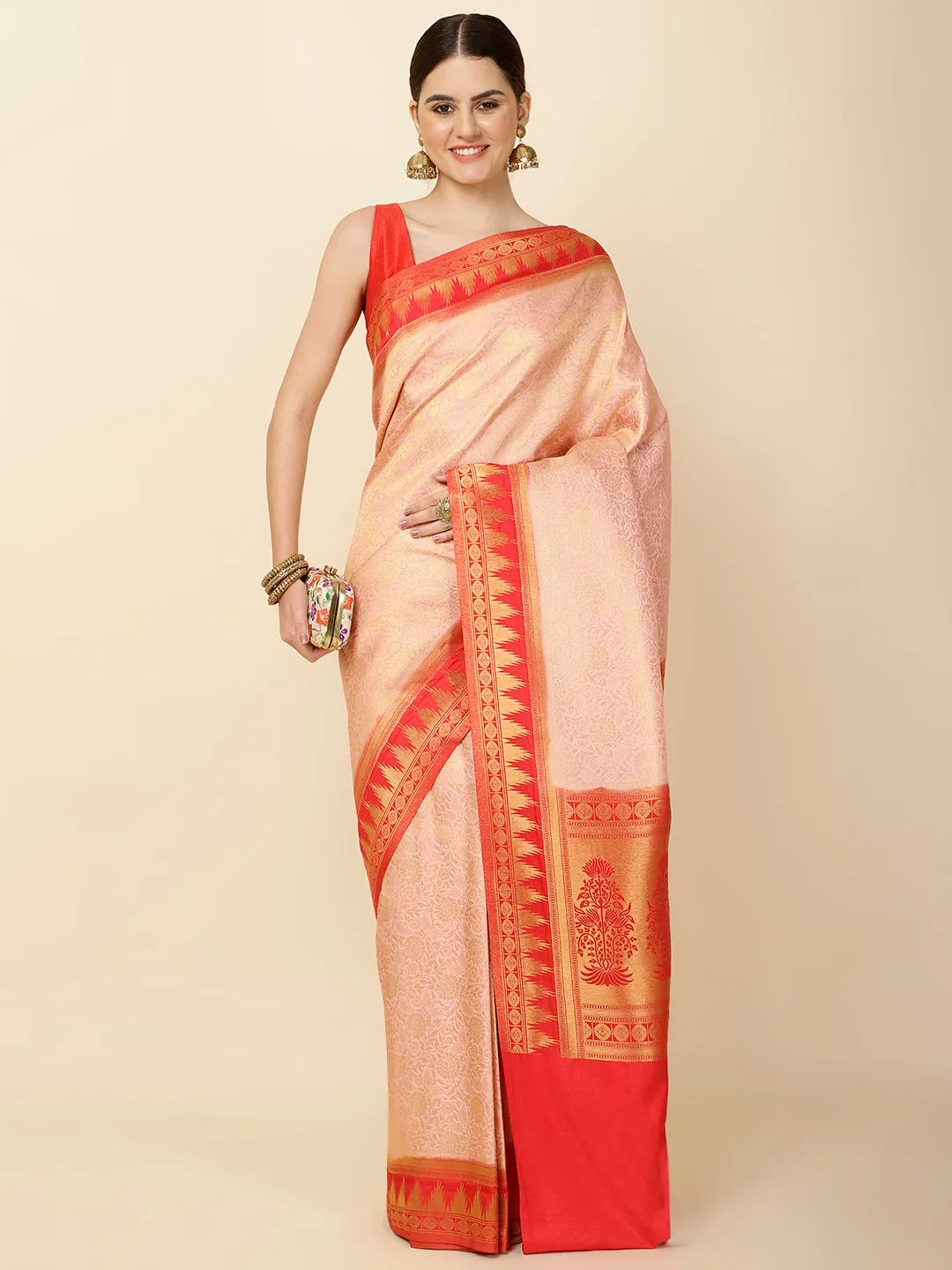 Brocade Zari Jaal Woven Handloom Saree