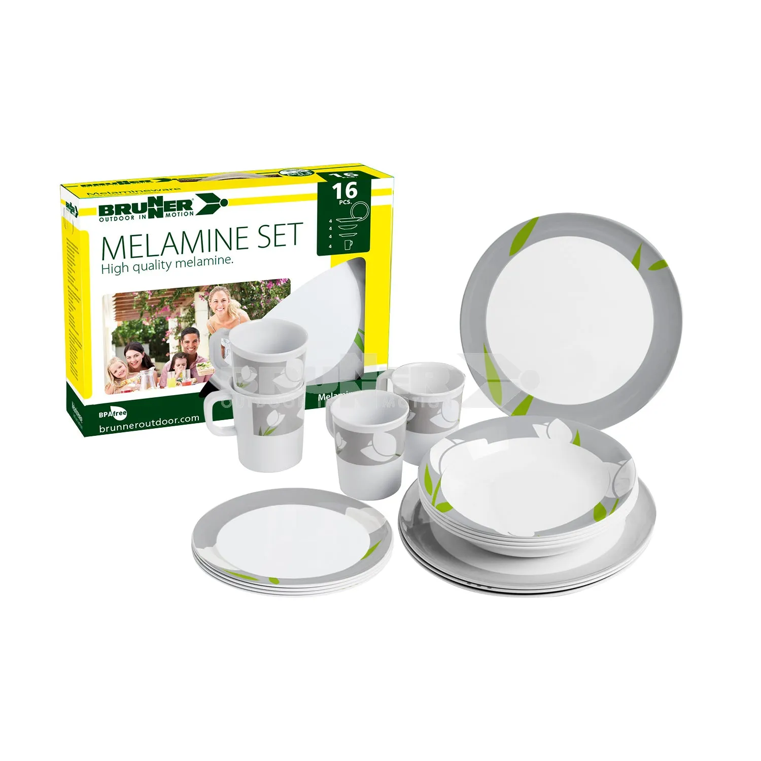 BRUNNER SET TULIP SET PIATTI COMPOSTO DA 16 PEZZI IN RESISTENTE MELAMINA
