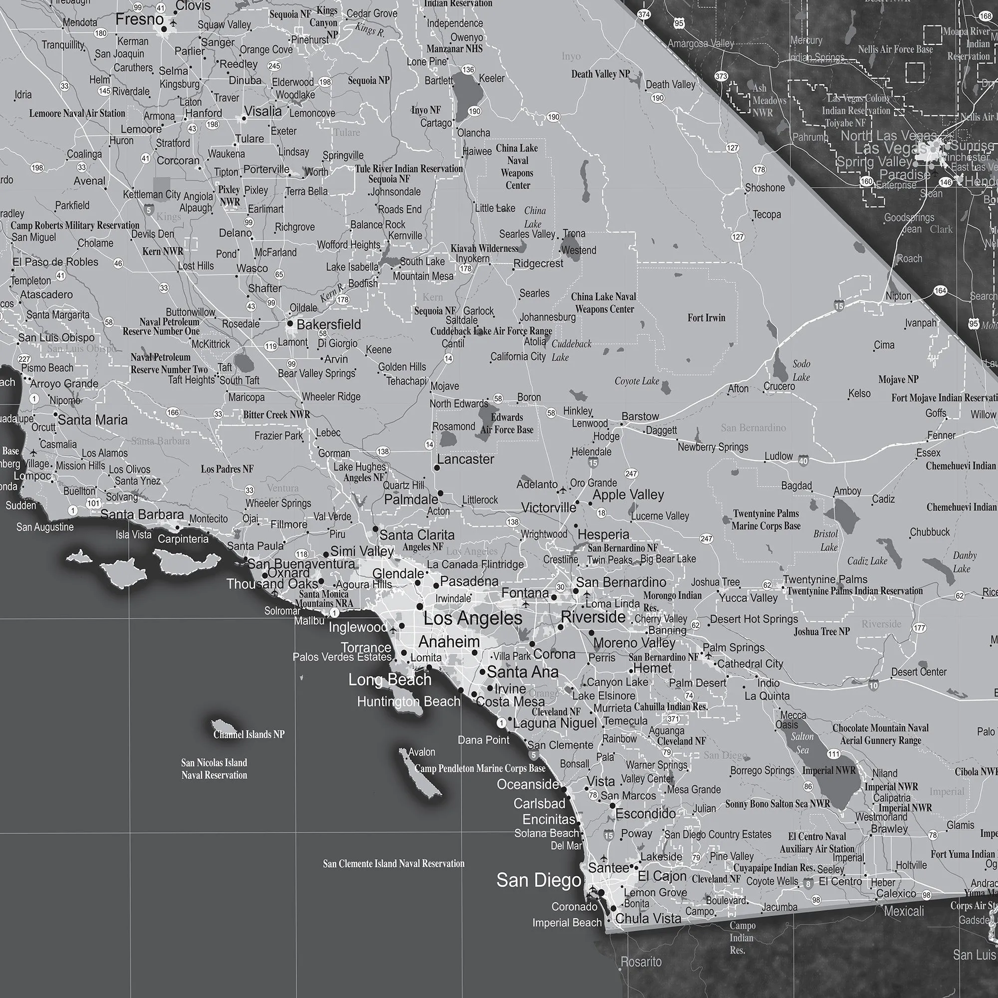 California Push Pin State Travel Map Wall Art - Grey