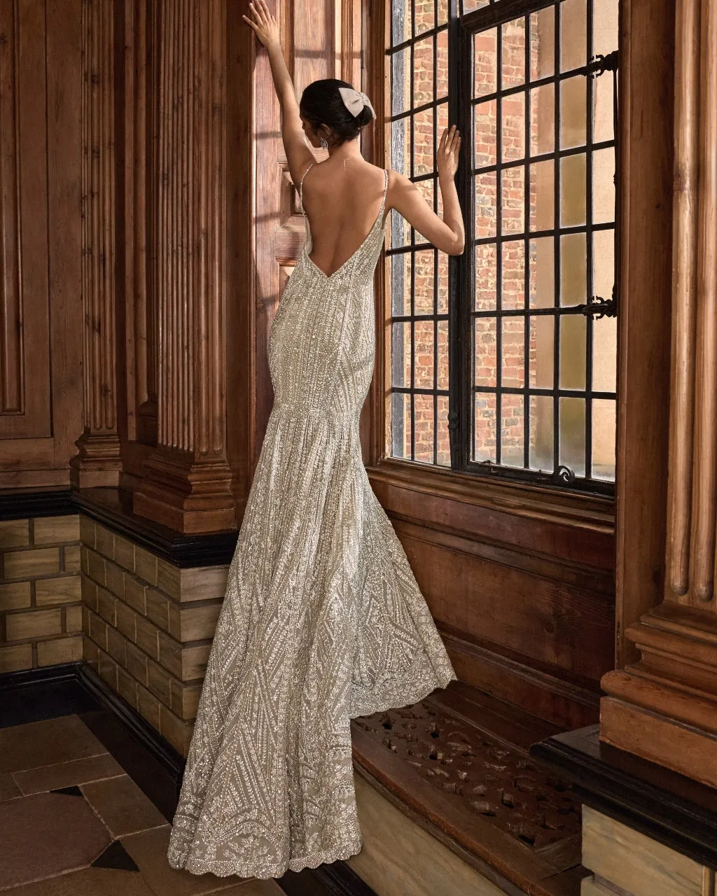 Champagne Sequin Fish Cut Gown