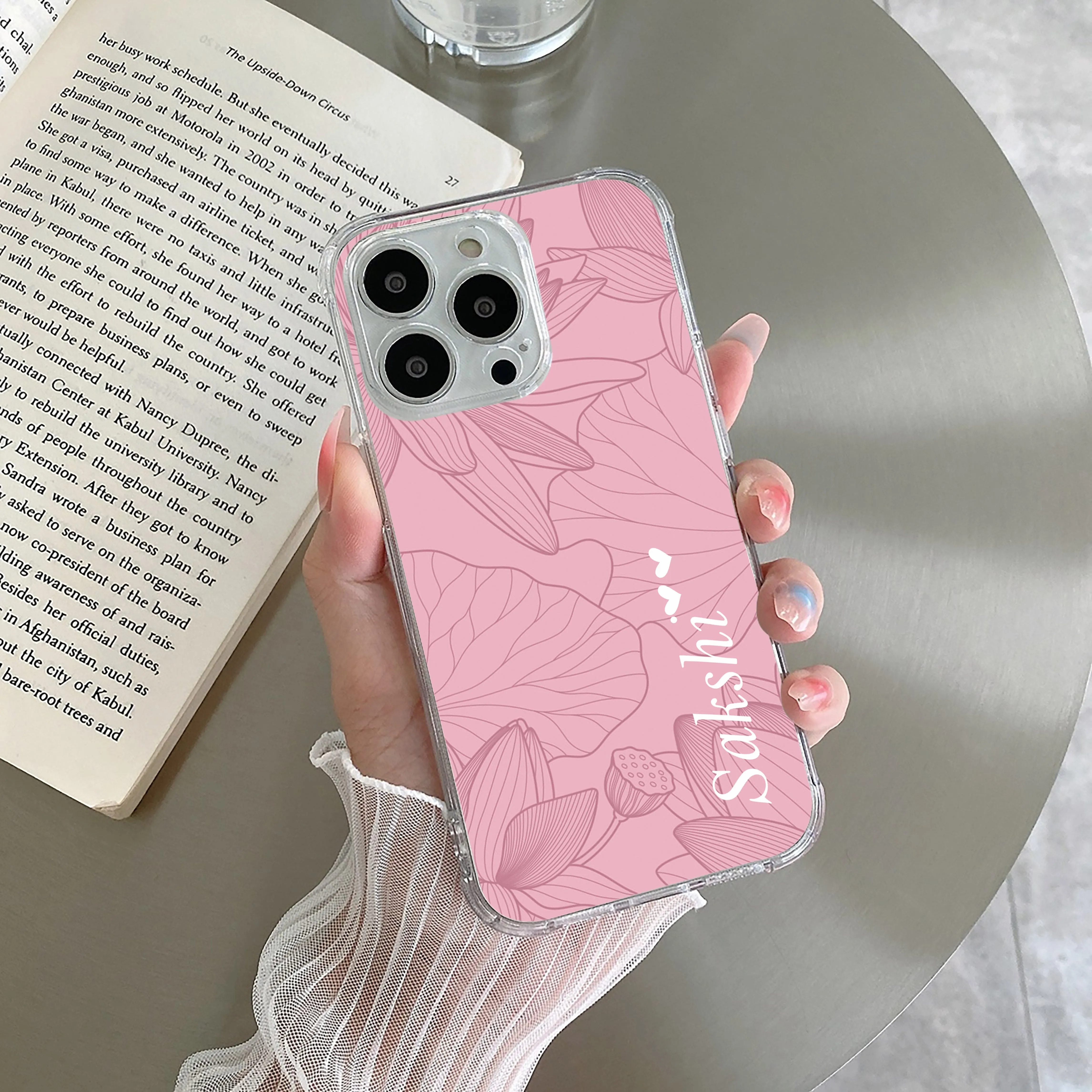 Customized luxury Peach leaves Transparent Silicon Case For OnePlus