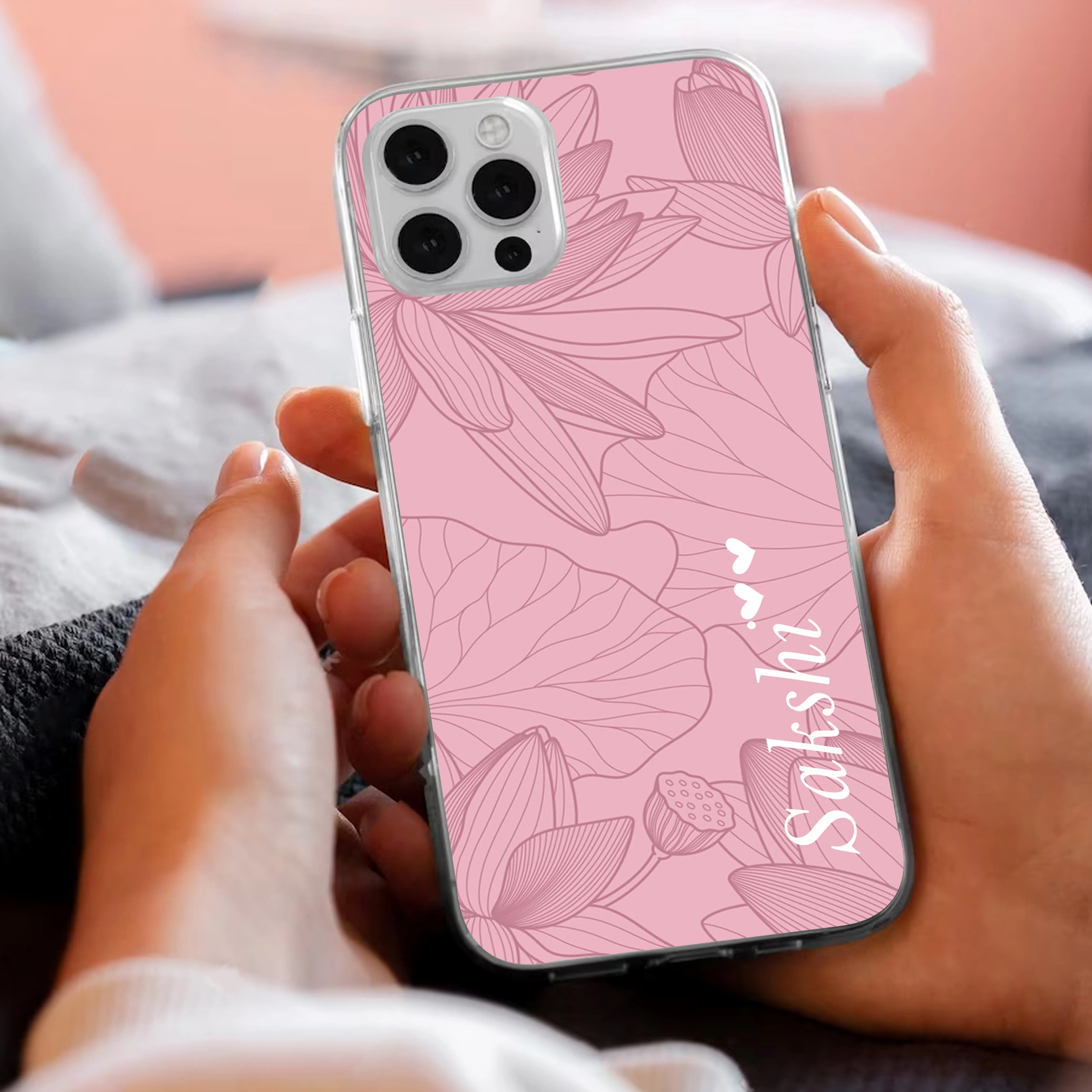 Customized luxury Peach leaves Transparent Silicon Case For OnePlus