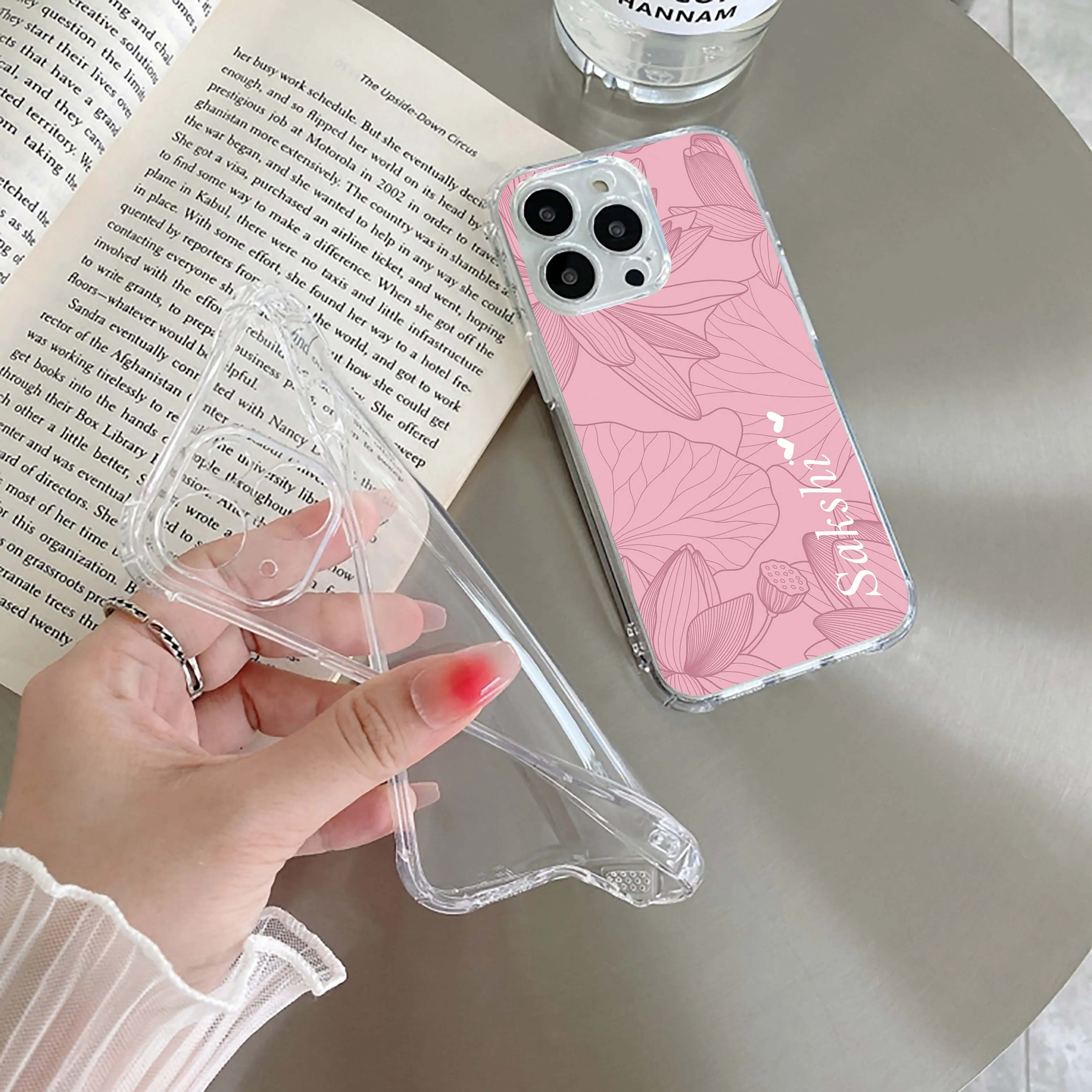 Customized luxury Peach leaves Transparent Silicon Case For OnePlus