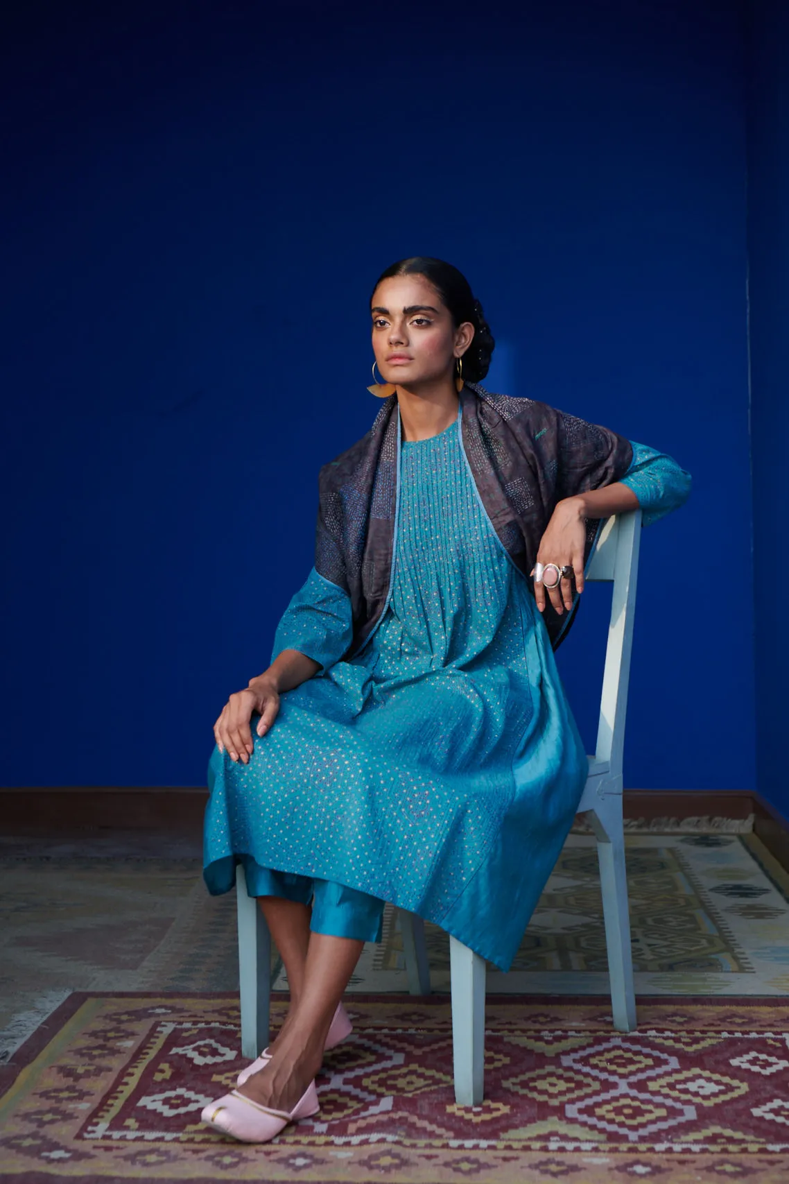 Dona Pin-tucked Kalidar Kurta