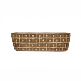 Embossed Stoneware Window Planter with Reactive Glaze