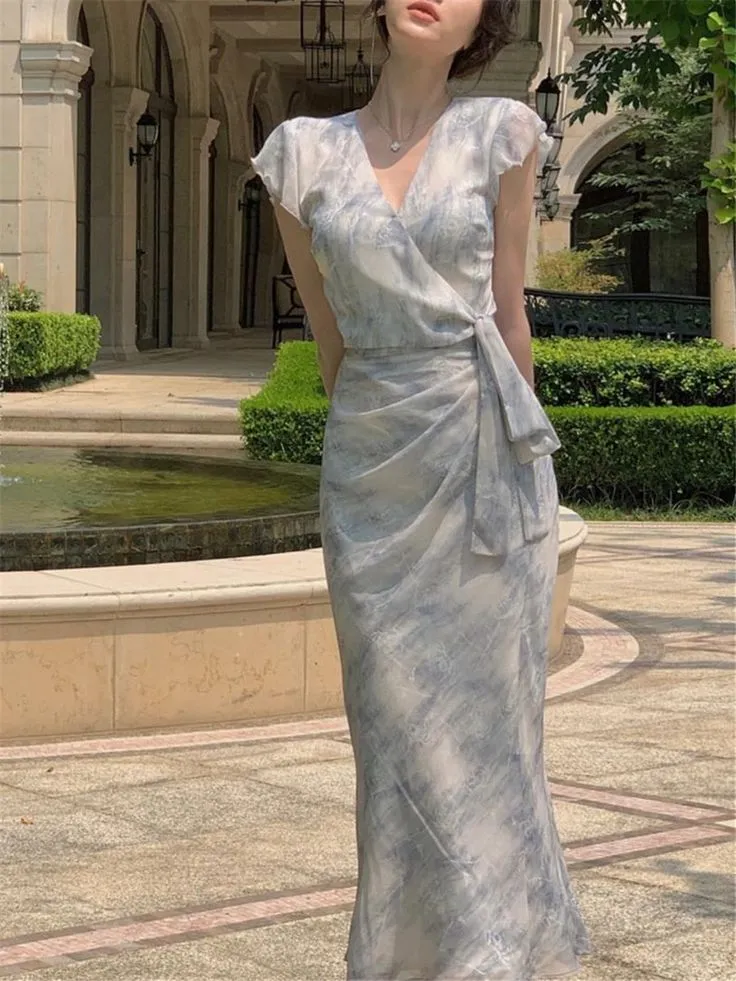 Fashion Sexy Bodycon Chiffon Midi Prom Dress  SH1259
