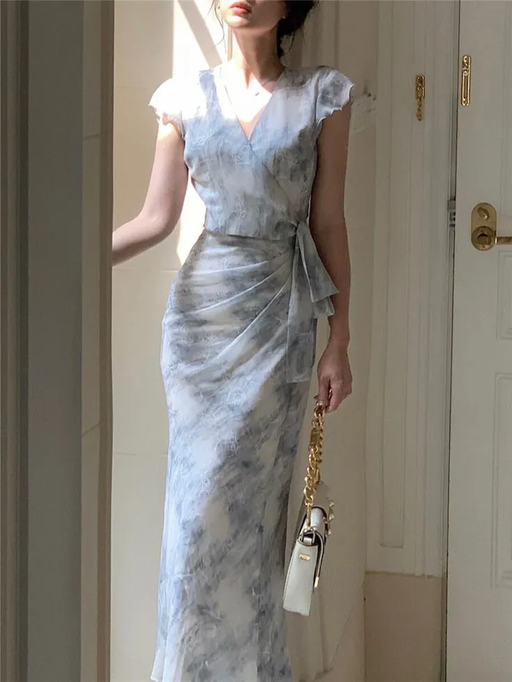 Fashion Sexy Bodycon Chiffon Midi Prom Dress  SH1259