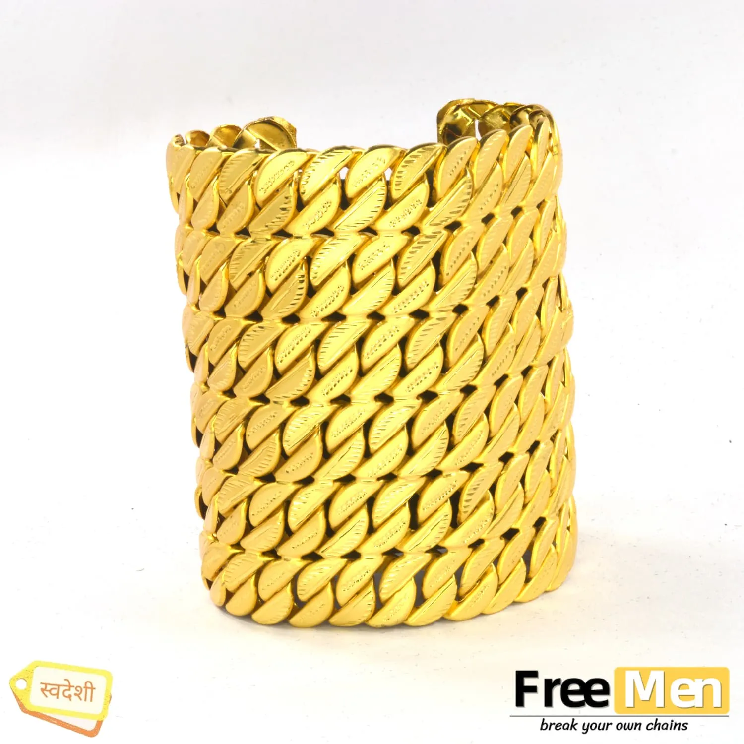 FreeMen 6 Line Singapori Handmade Gold Plated Bracelet for Men
