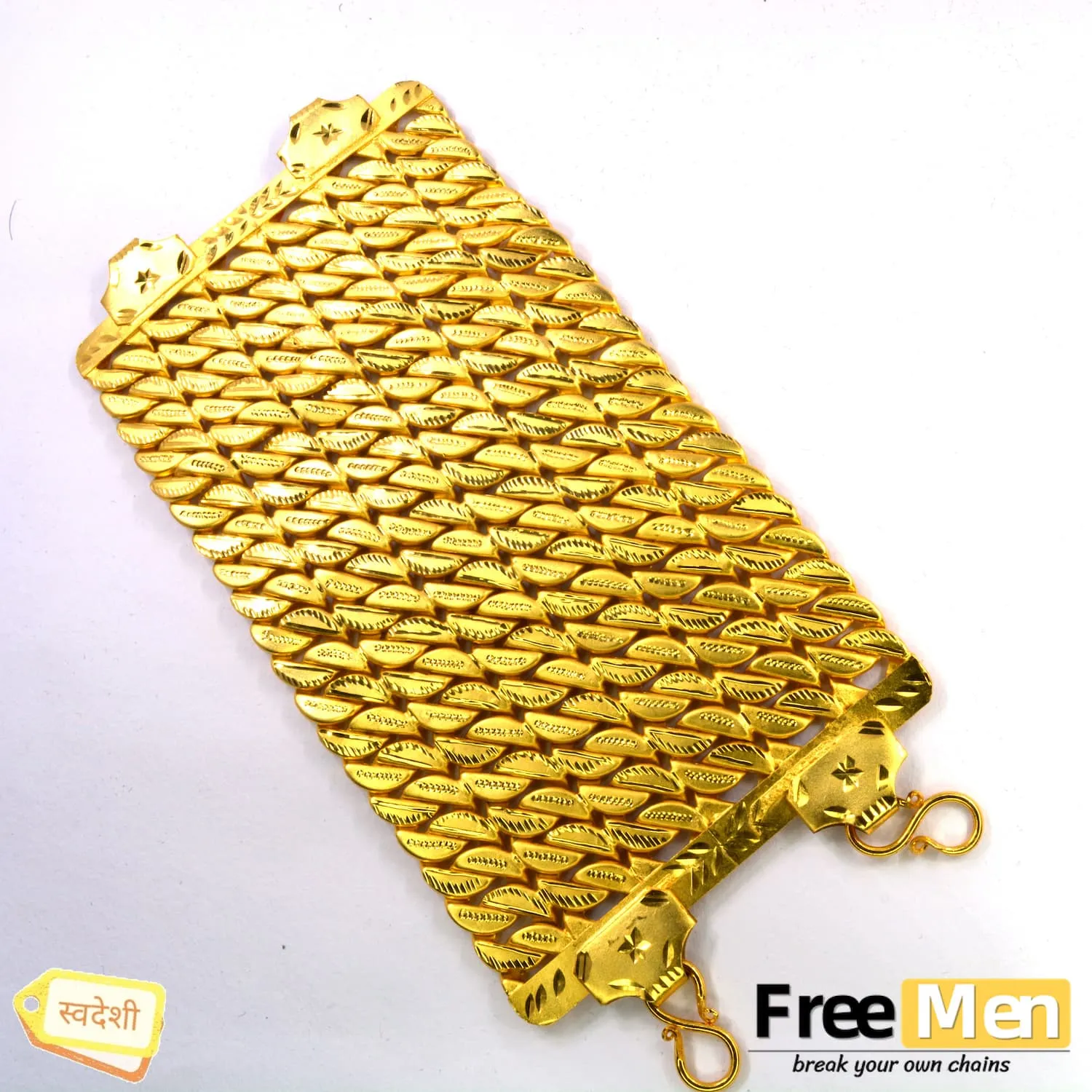FreeMen 6 Line Singapori Handmade Gold Plated Bracelet for Men
