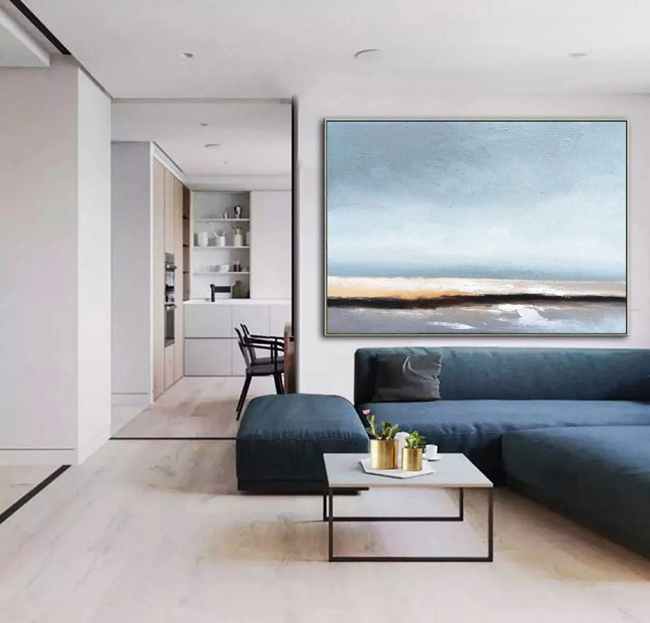 Large Beach Painting Beach Wall Art Abstract Painting Landscape Kp22