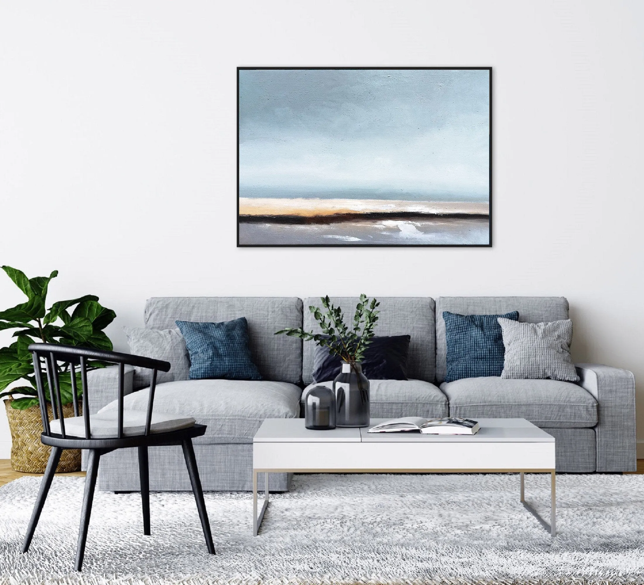 Large Beach Painting Beach Wall Art Abstract Painting Landscape Kp22