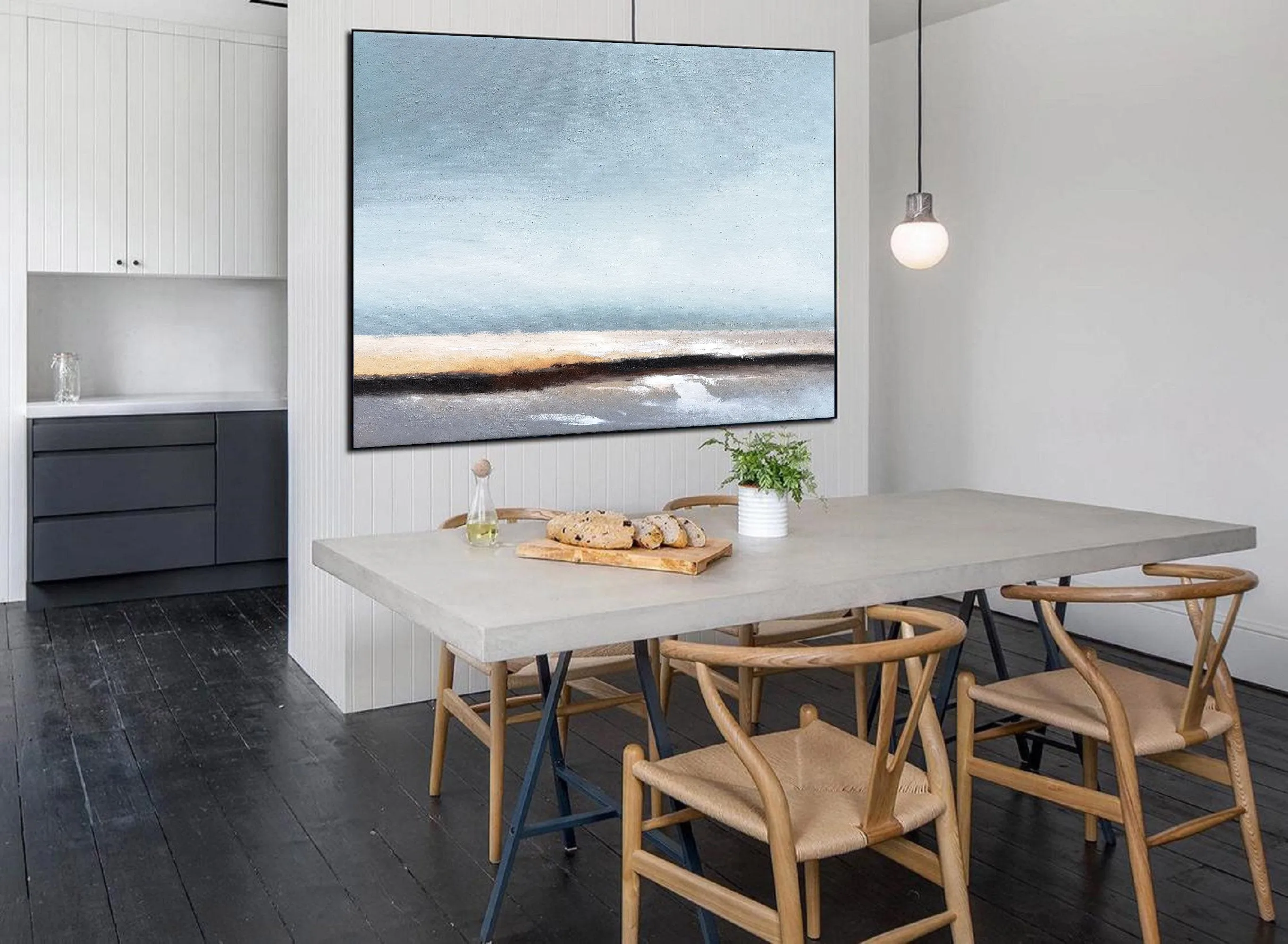 Large Beach Painting Beach Wall Art Abstract Painting Landscape Kp22