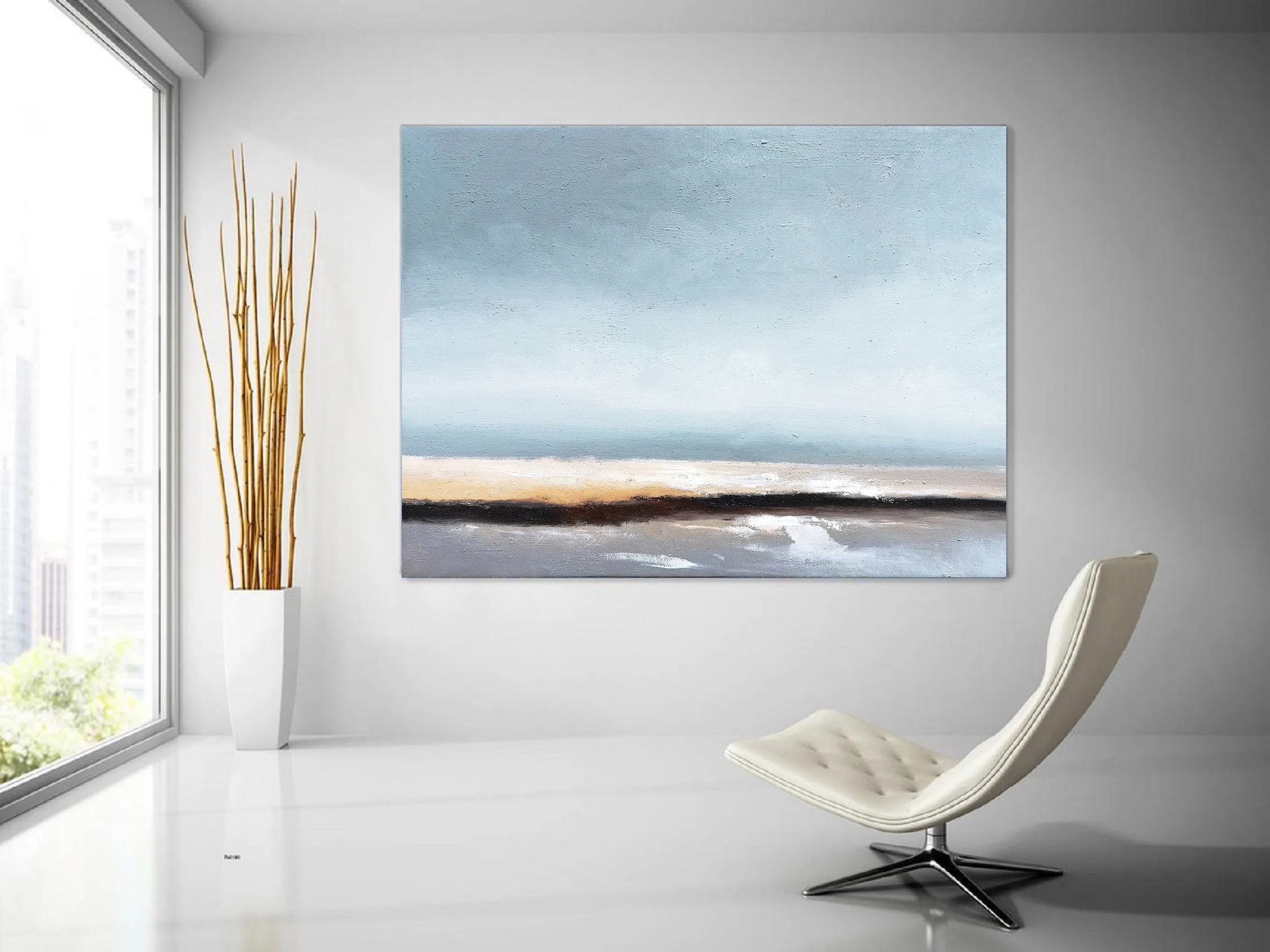 Large Beach Painting Beach Wall Art Abstract Painting Landscape Kp22