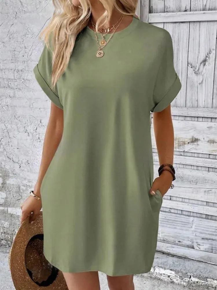 Loose Short Dress with Pockets