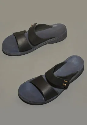 m.a  by Maurizio Amadei MENS TOP STRAP LEATHER SANDALS BLACK